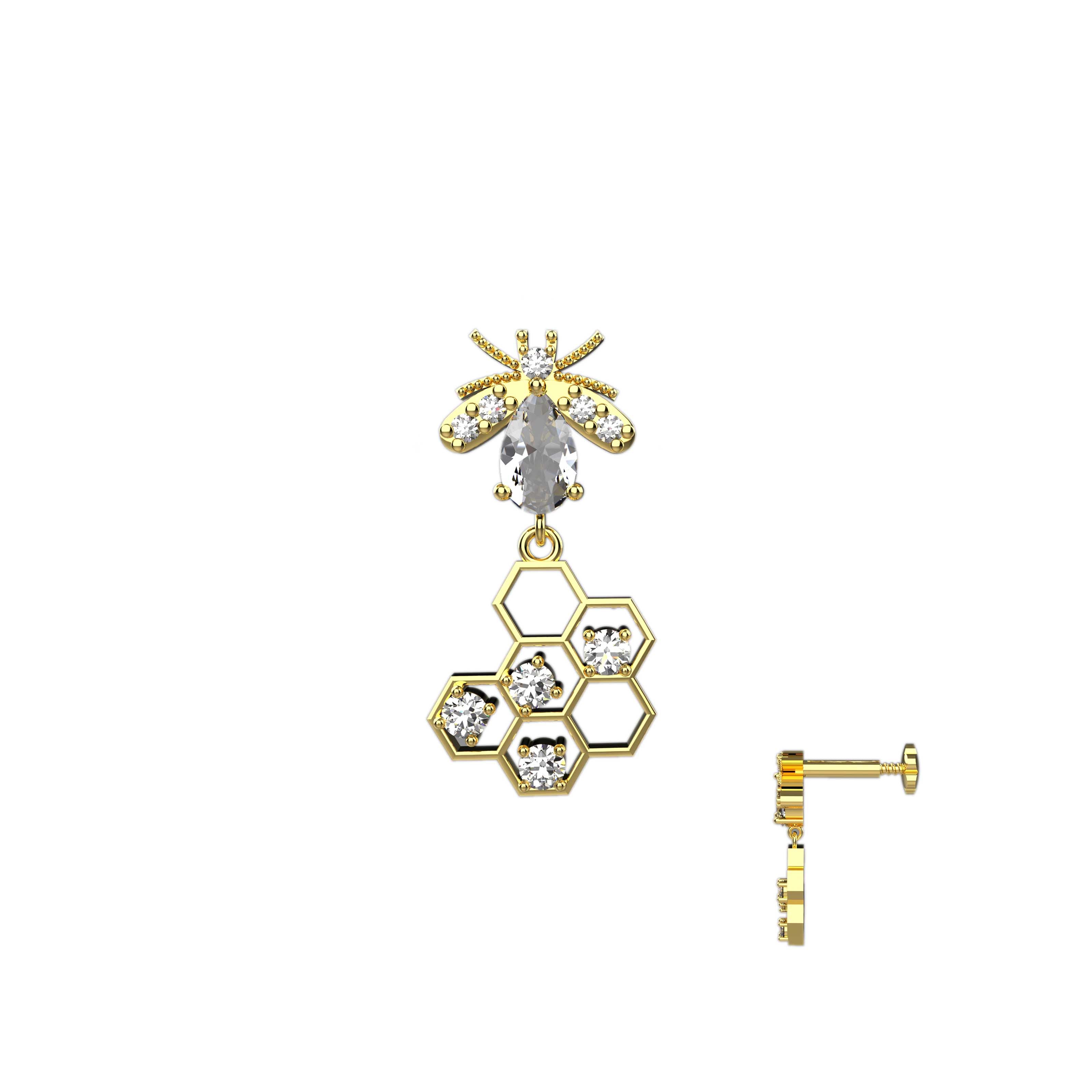 Honey Bee Nose Pin Gold