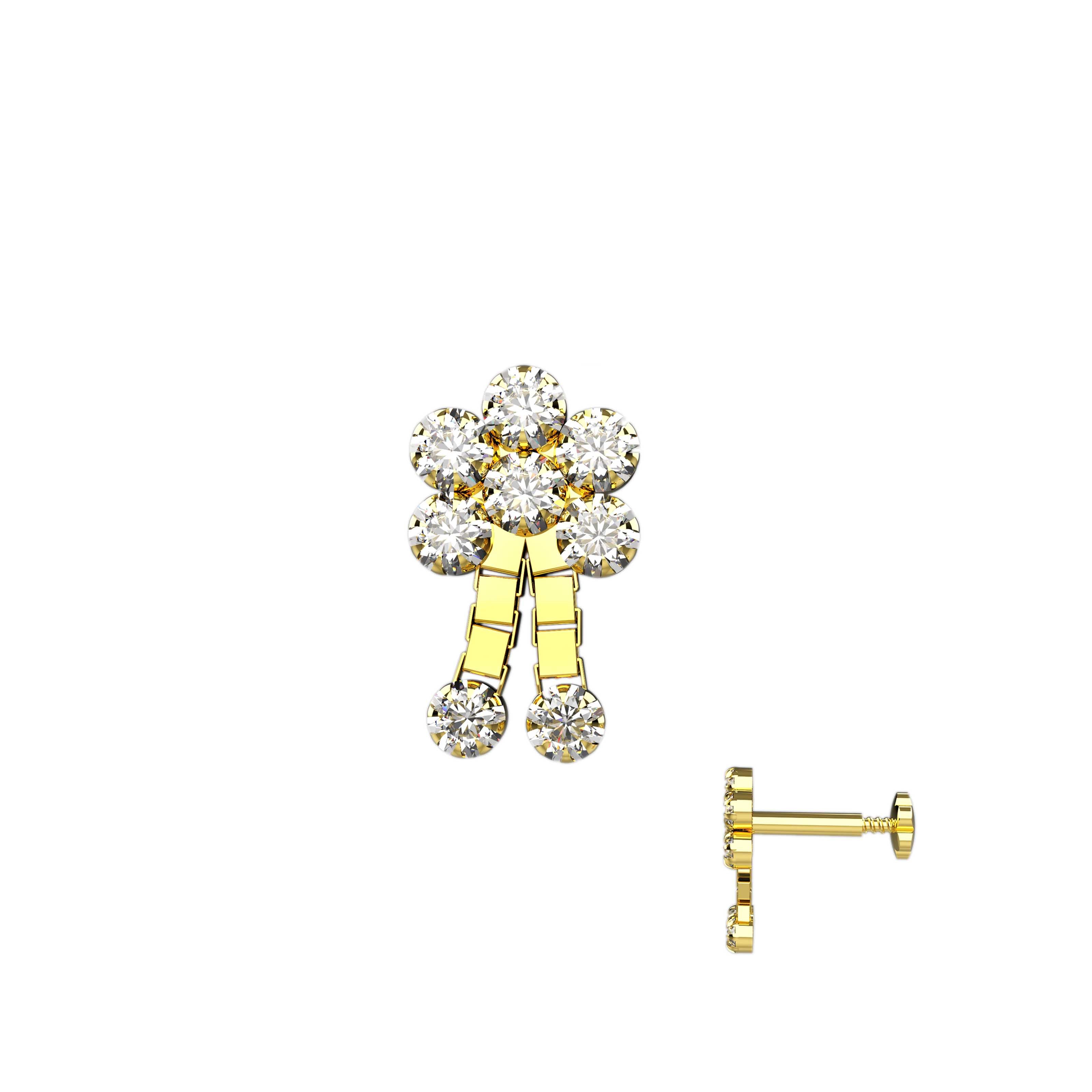 Modern Gold and Diamond Nosepin | Women's Fashion Jewelry