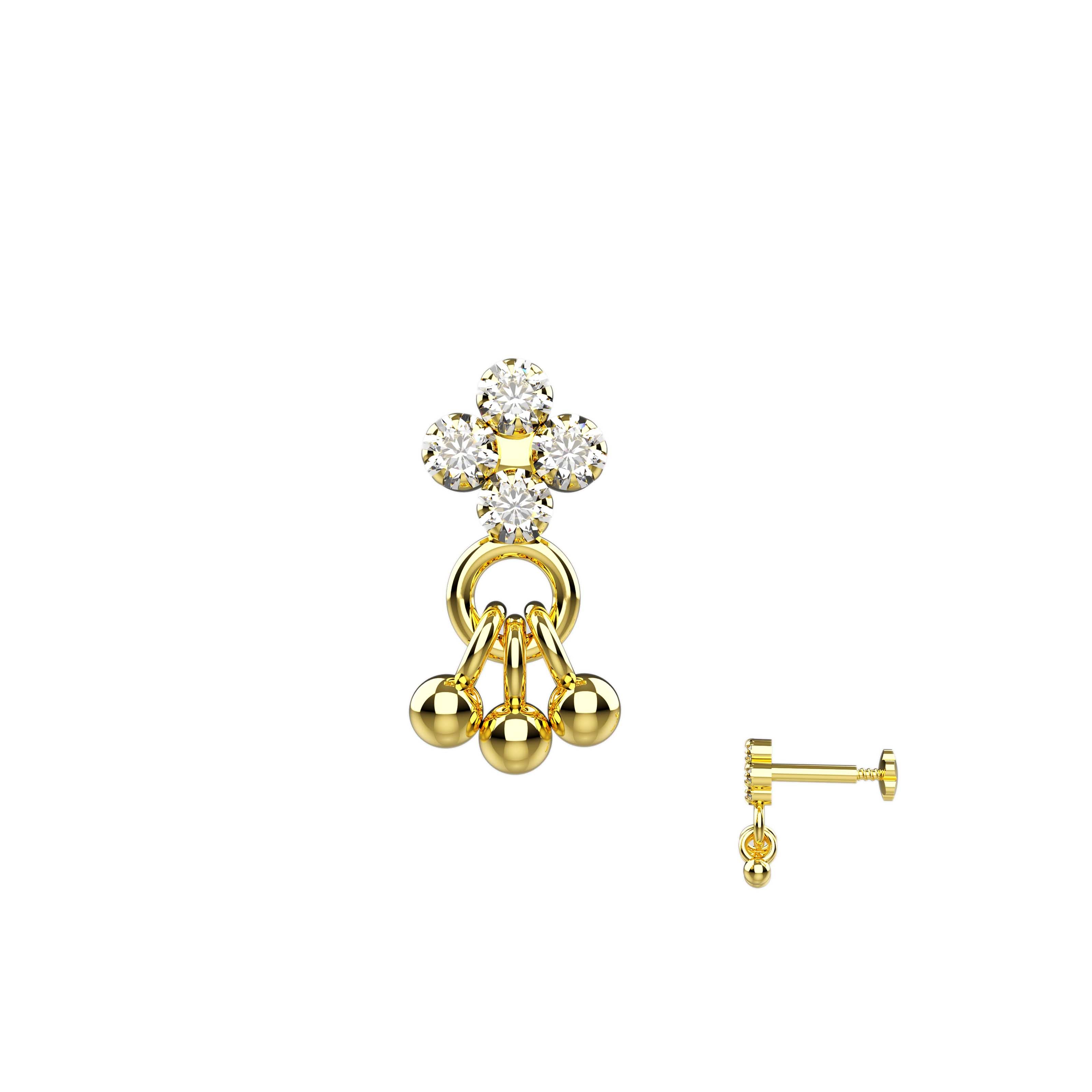 CZ Dangling Nose Pin