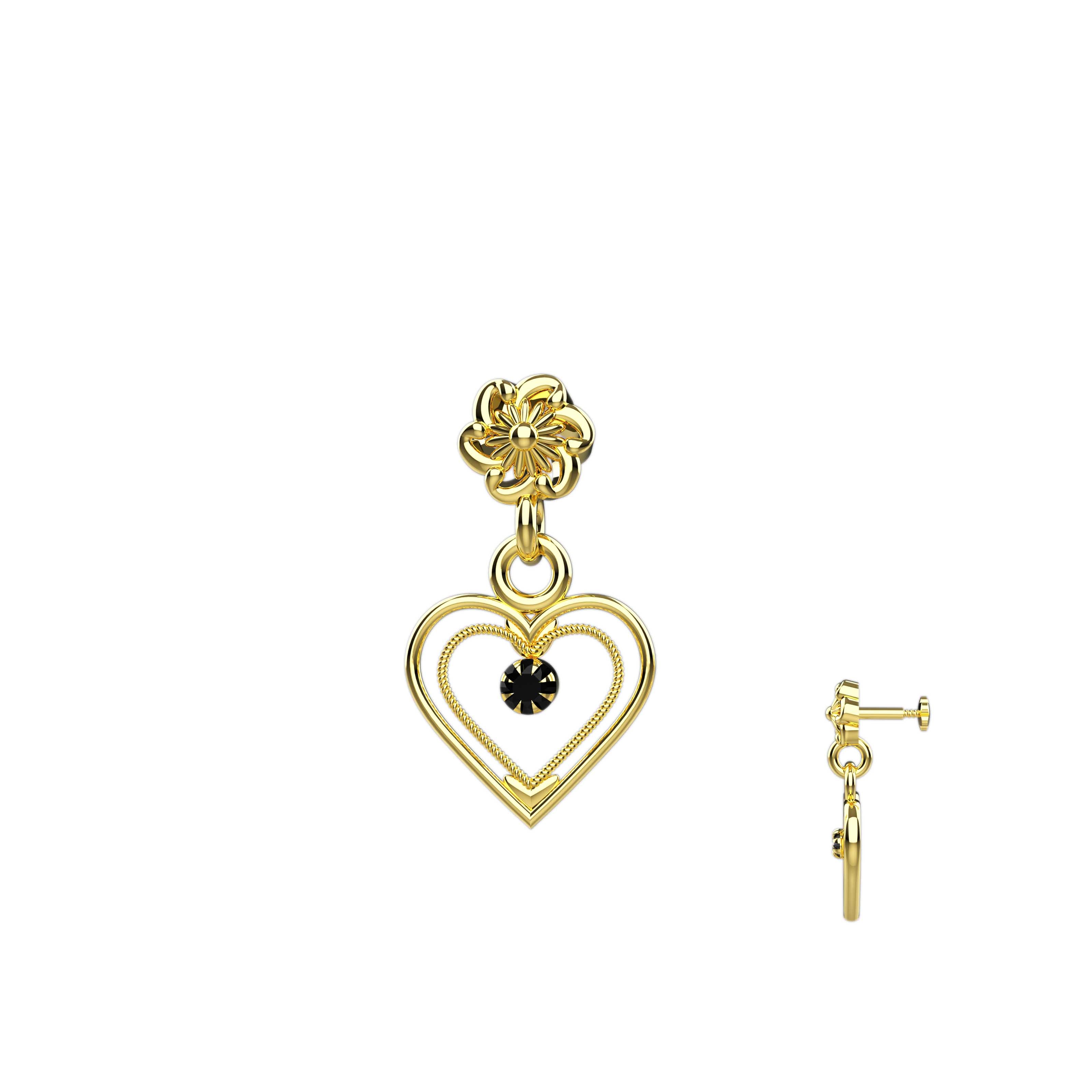 Luxury 14K Gold Nose Pin - Double Heart Piercing Jewelry
