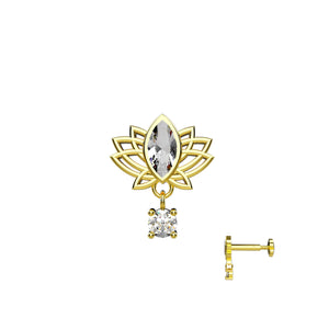 Lotus Flower Design Nose Pin Gold