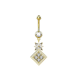 Diamond belly button ring gold polished for girls