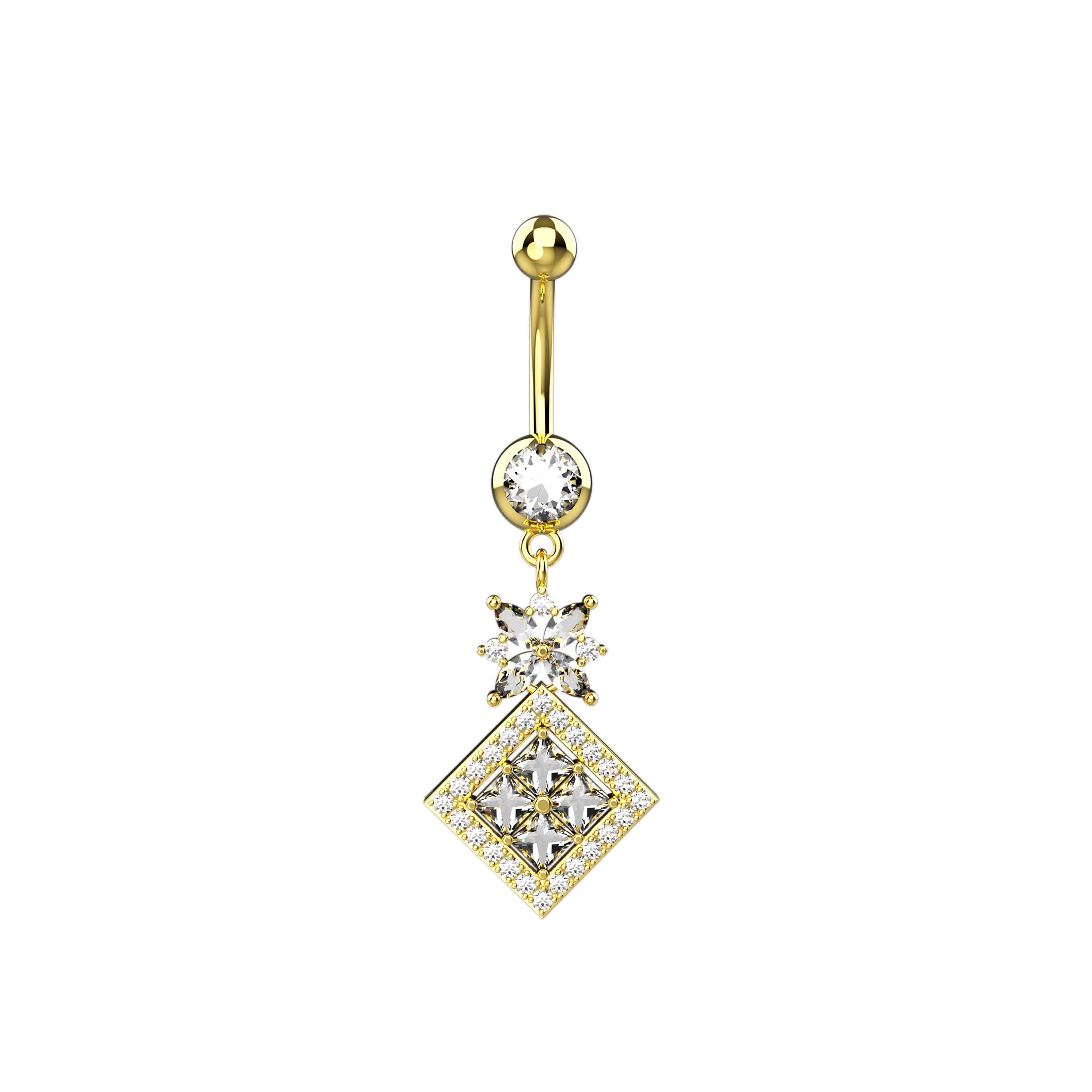 Diamond belly button ring gold polished for girls