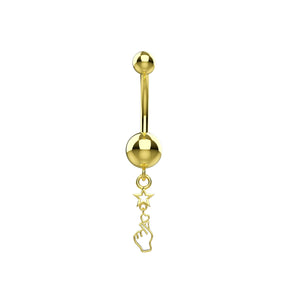 gold BTS belly ring with hanging charm – belly piercing jewelry for women