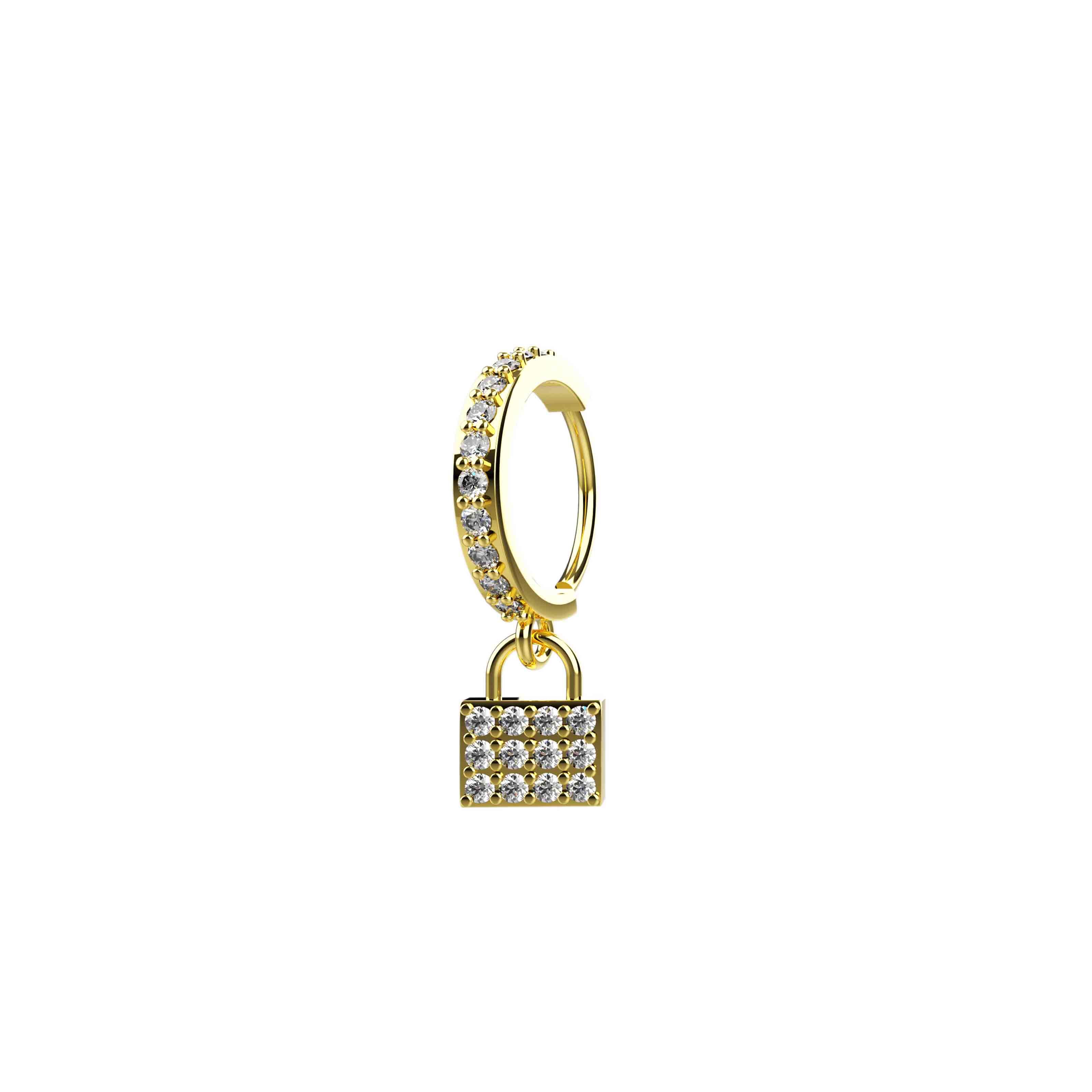 Unique Nose Rings in Gold Finish with Hanging Lock Style