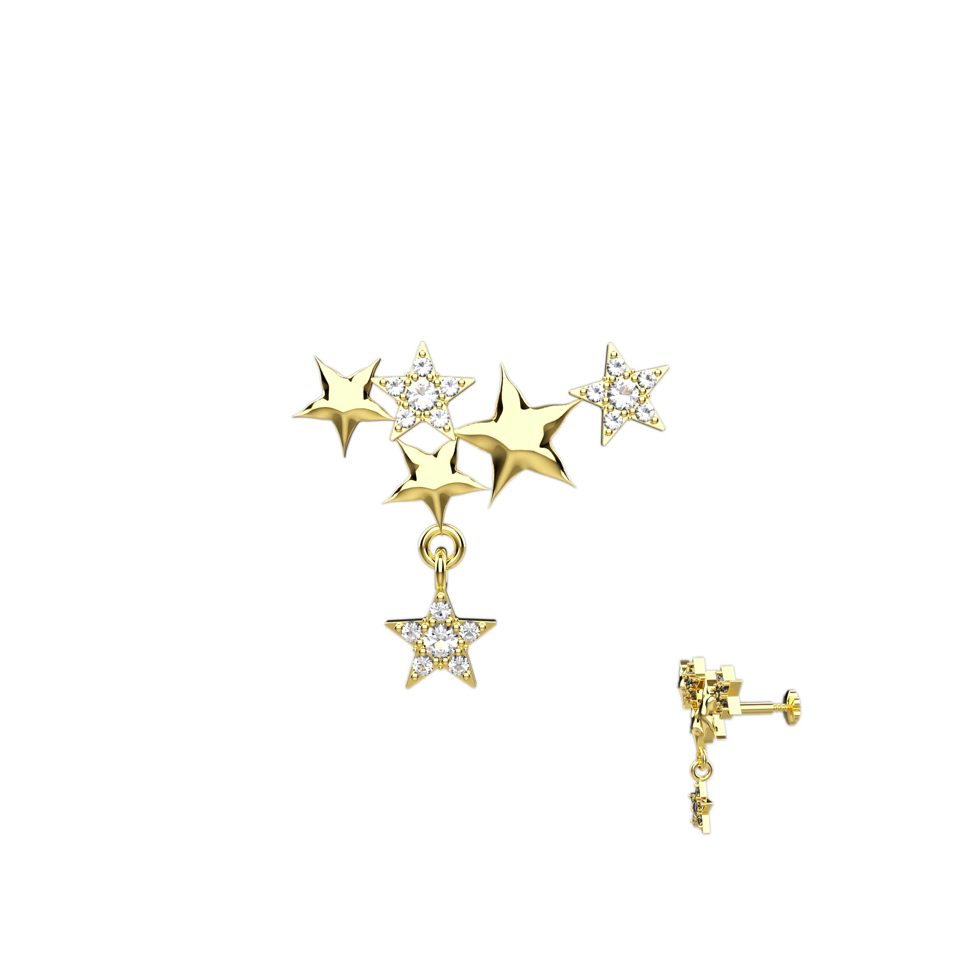 Twinkling Stars Diamond Nose Pins | Gold Piercing Jewelry