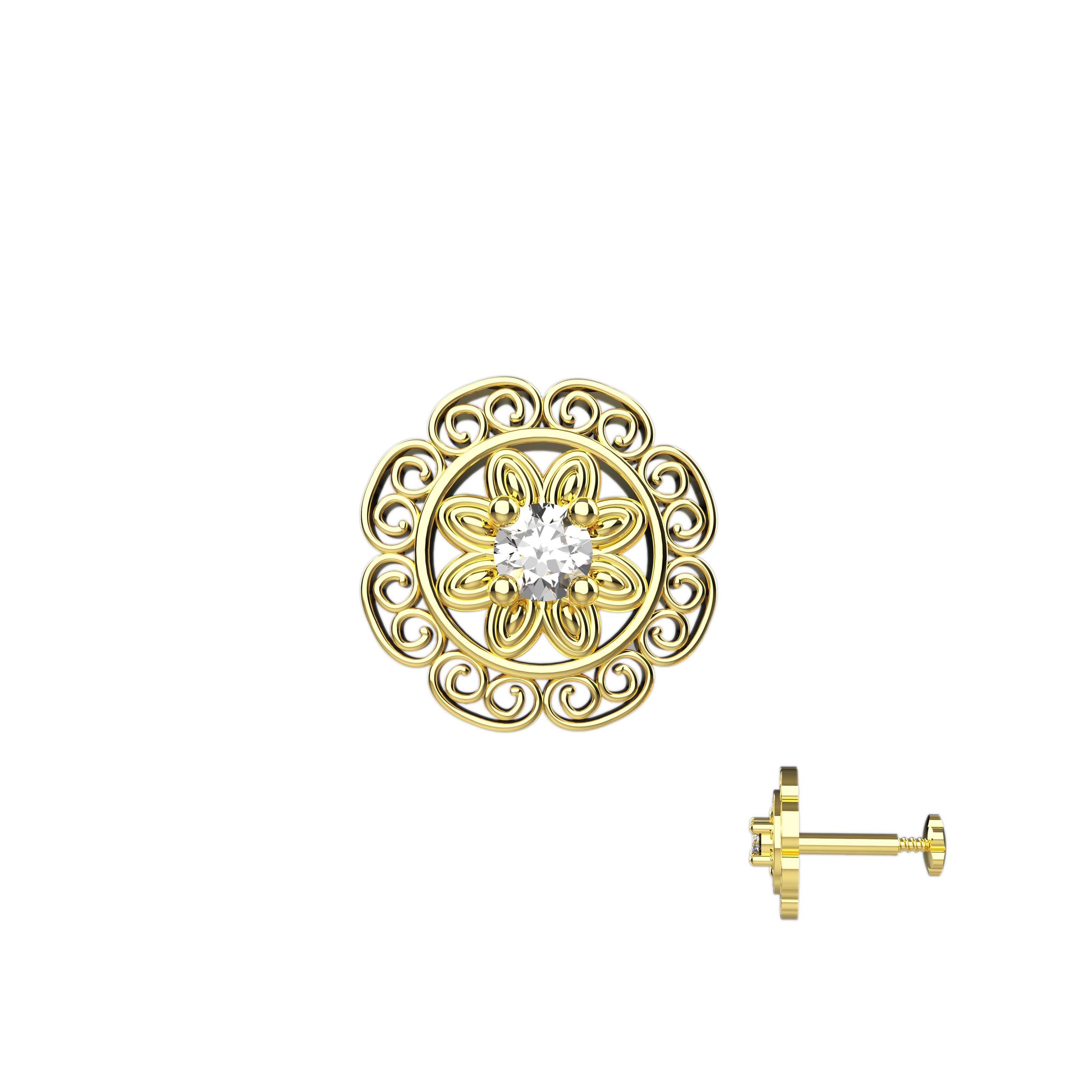 Women's Round Filigree Nose Pins In Gold