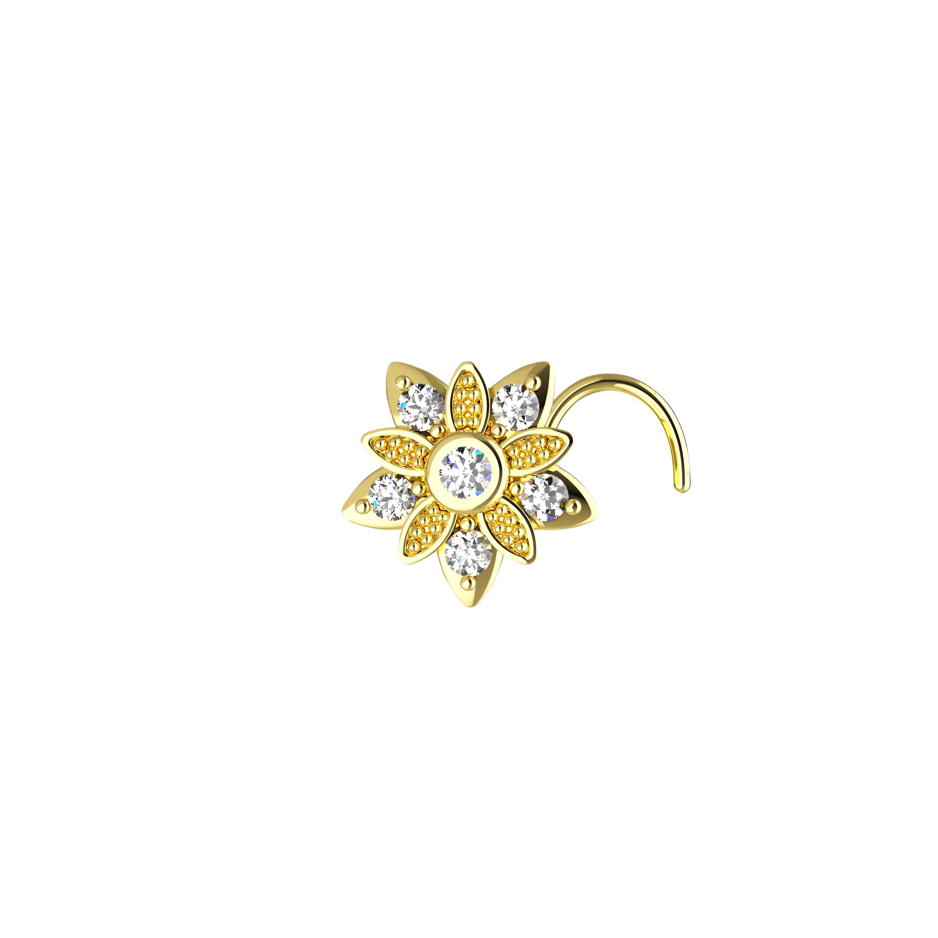 Women's Gold Nose Pins with Crystal Sparkling Gems