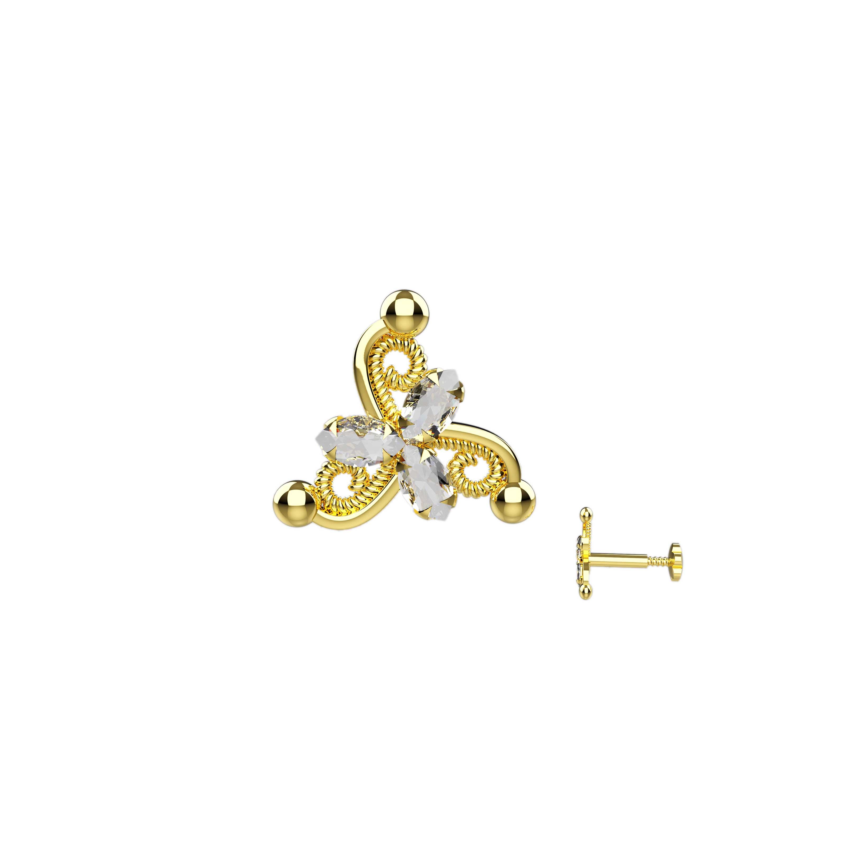 Lightweight gold nose stud