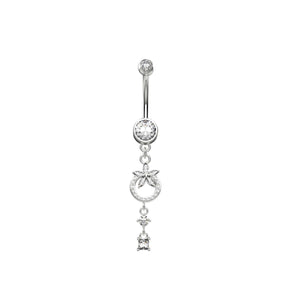 Elegant silver navel ring made of stainless steel & sterling silver