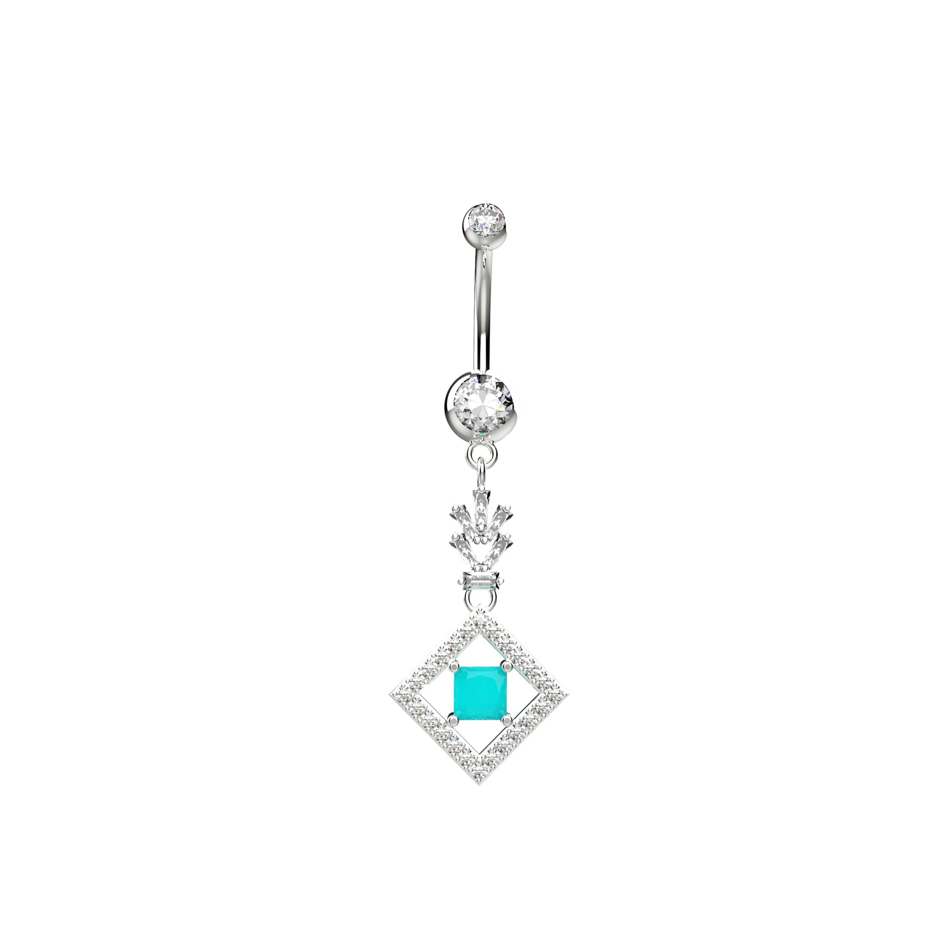 gold navel ring with sterling silver charm and stainless steel banana bar
