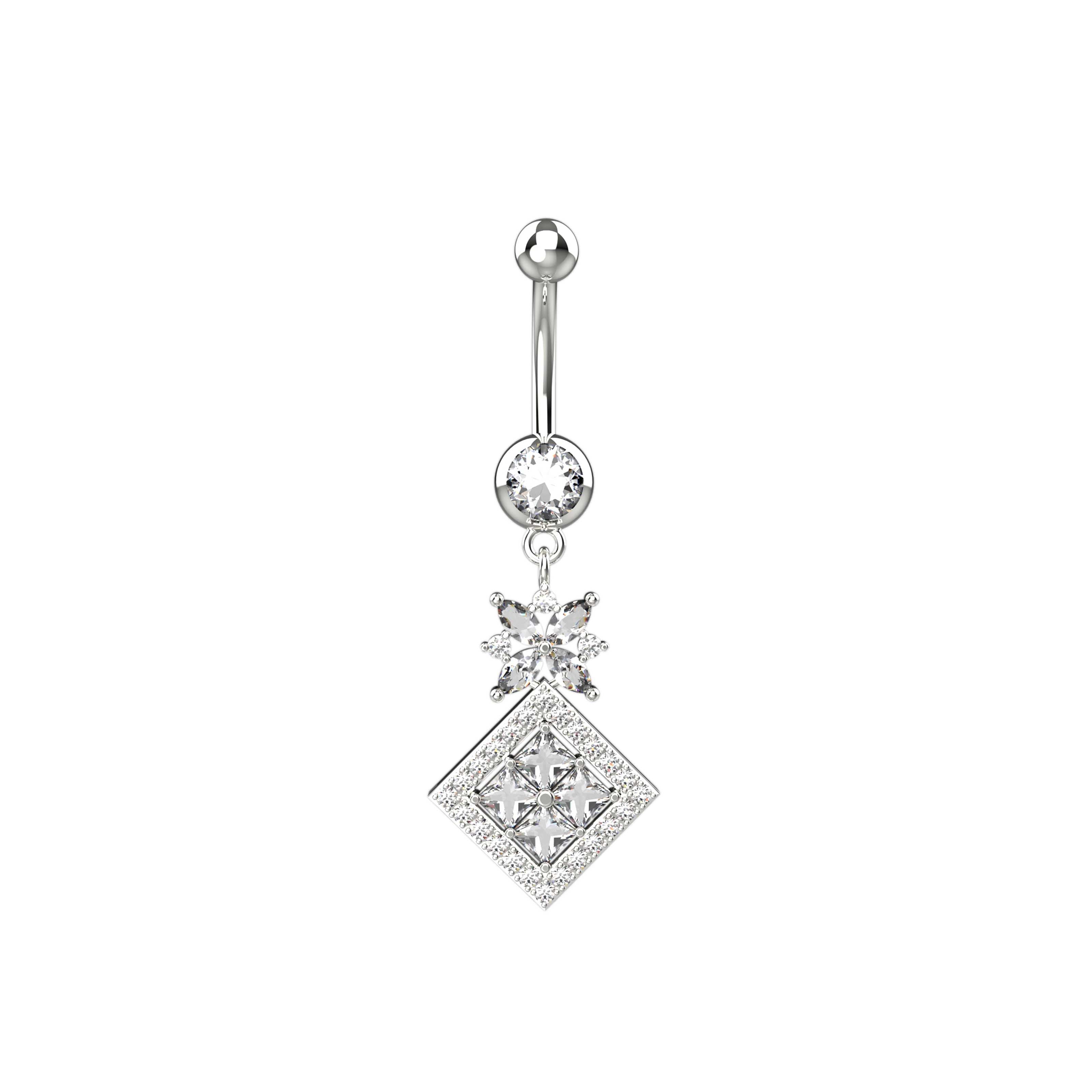 Navel piercing jewelry with sterling silver dangle