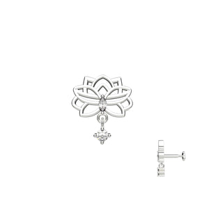 Lotus flower silver nose pins