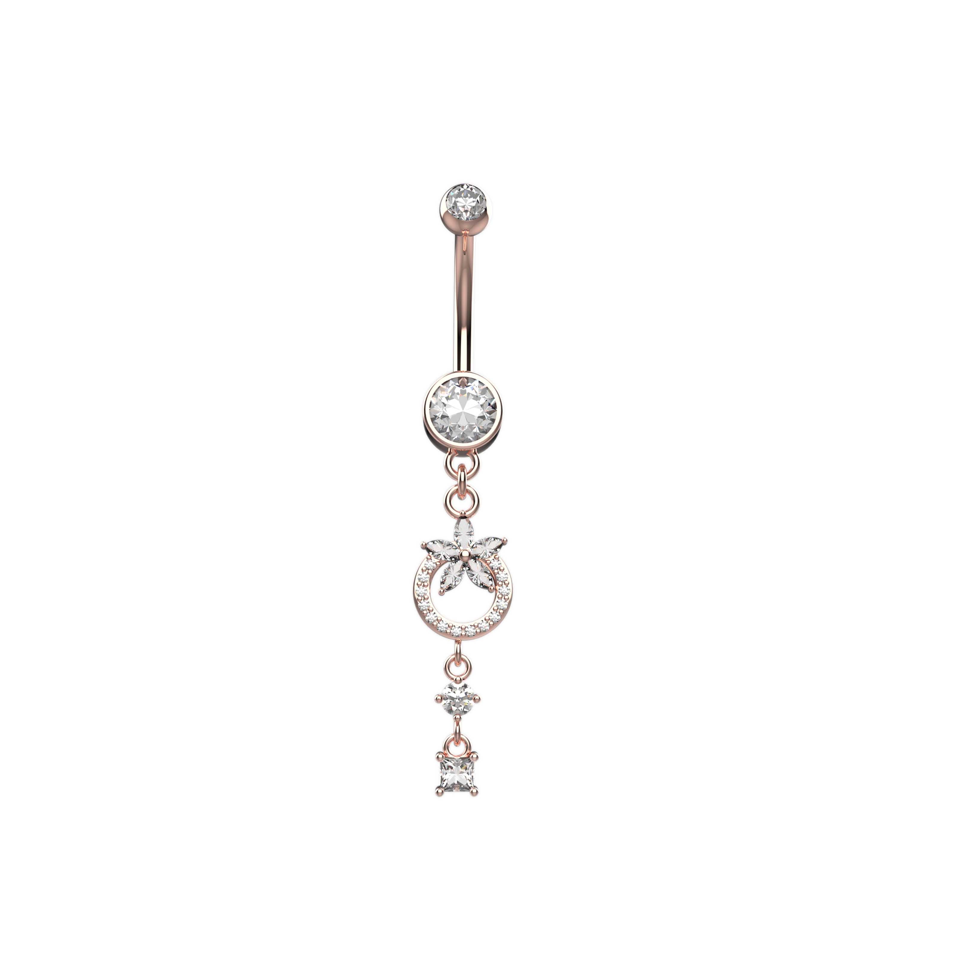 Luxury women’s rose gold belly button piercing jewelry