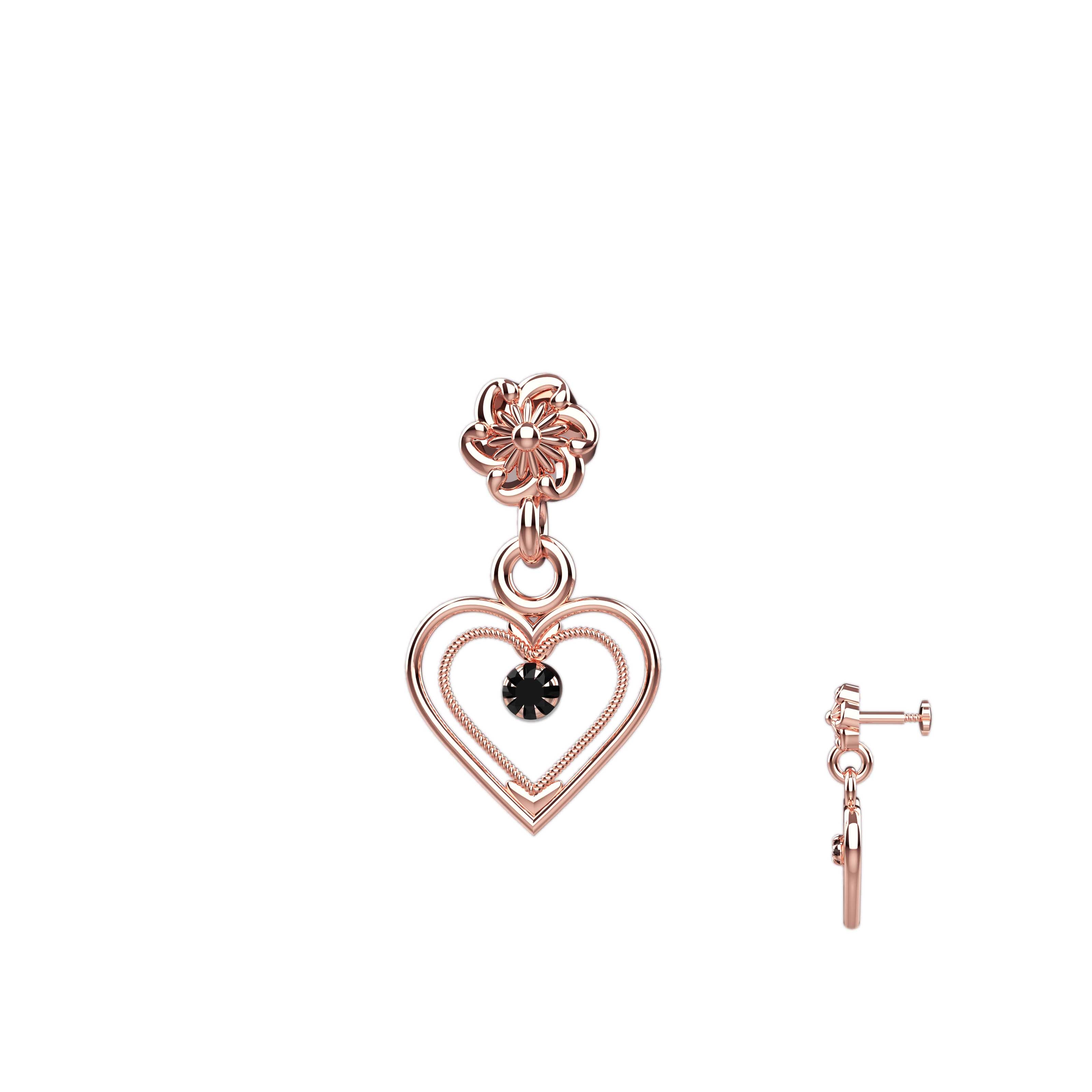 Luxury 14K Gold Nose Pin - Double Heart Piercing Jewelry