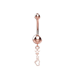 Belly ring in rose gold with BTS sign – women’s belly piercing jewelry