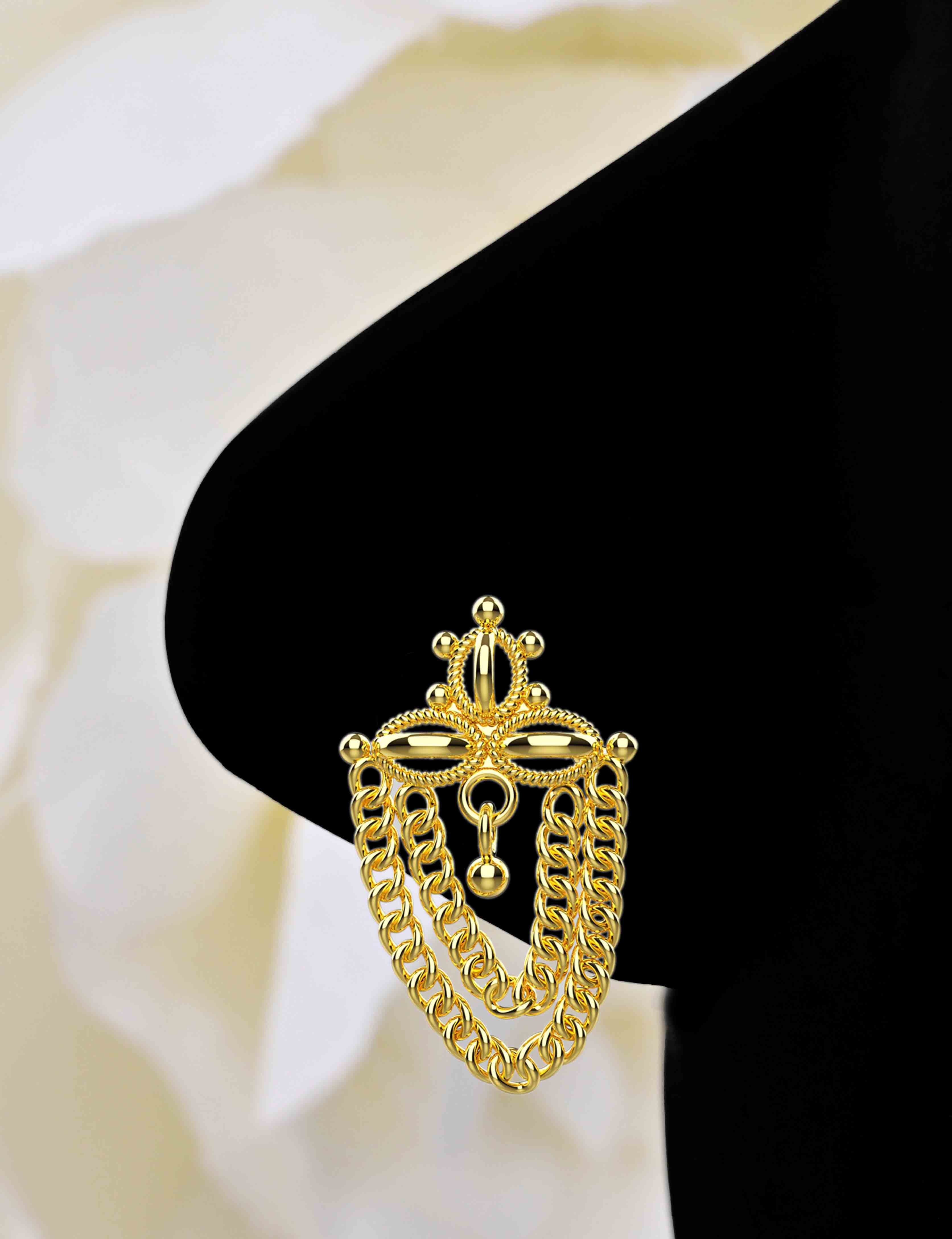 Chain Nose Ring Gold Design