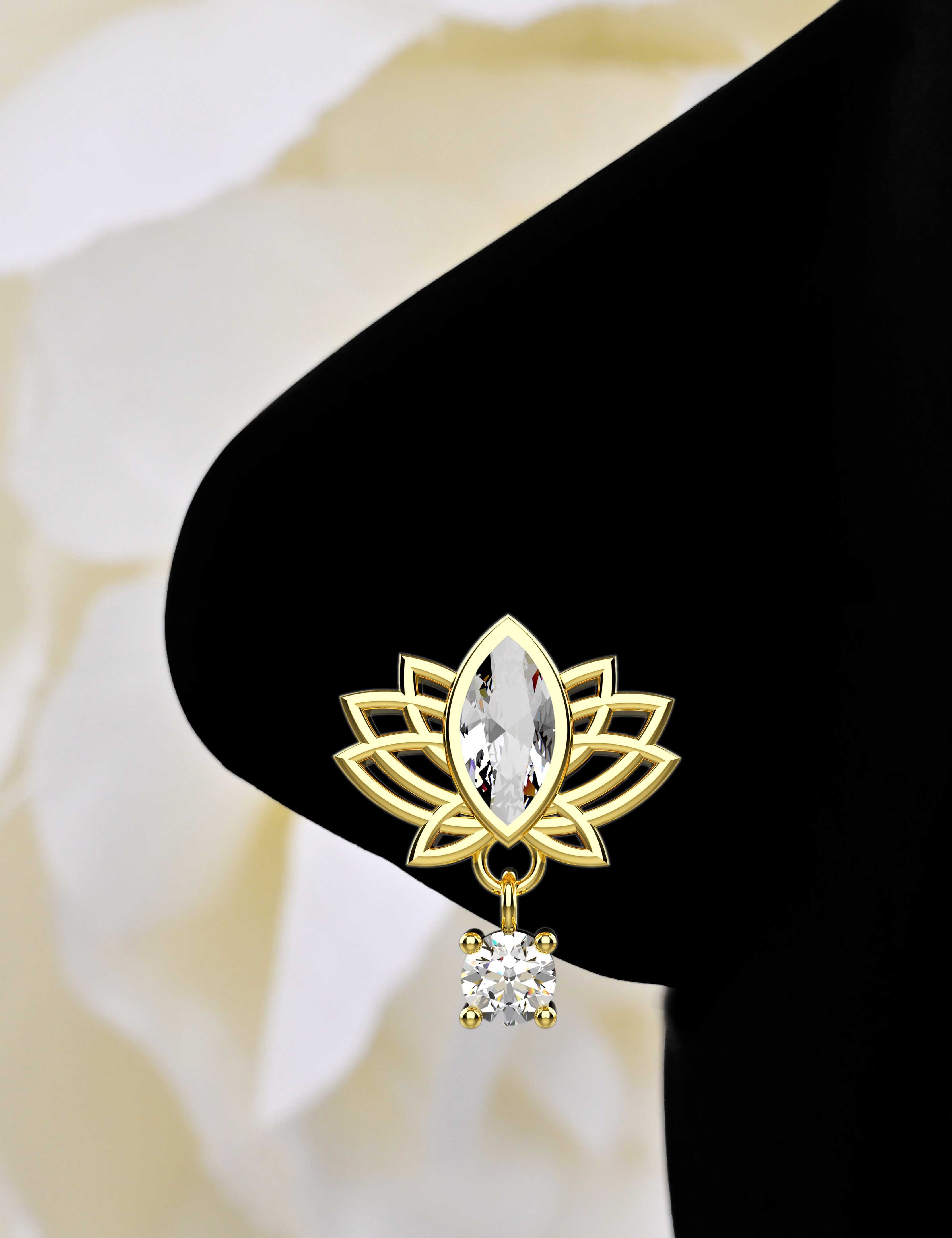 Lotus Flower Gold Nose Piercing