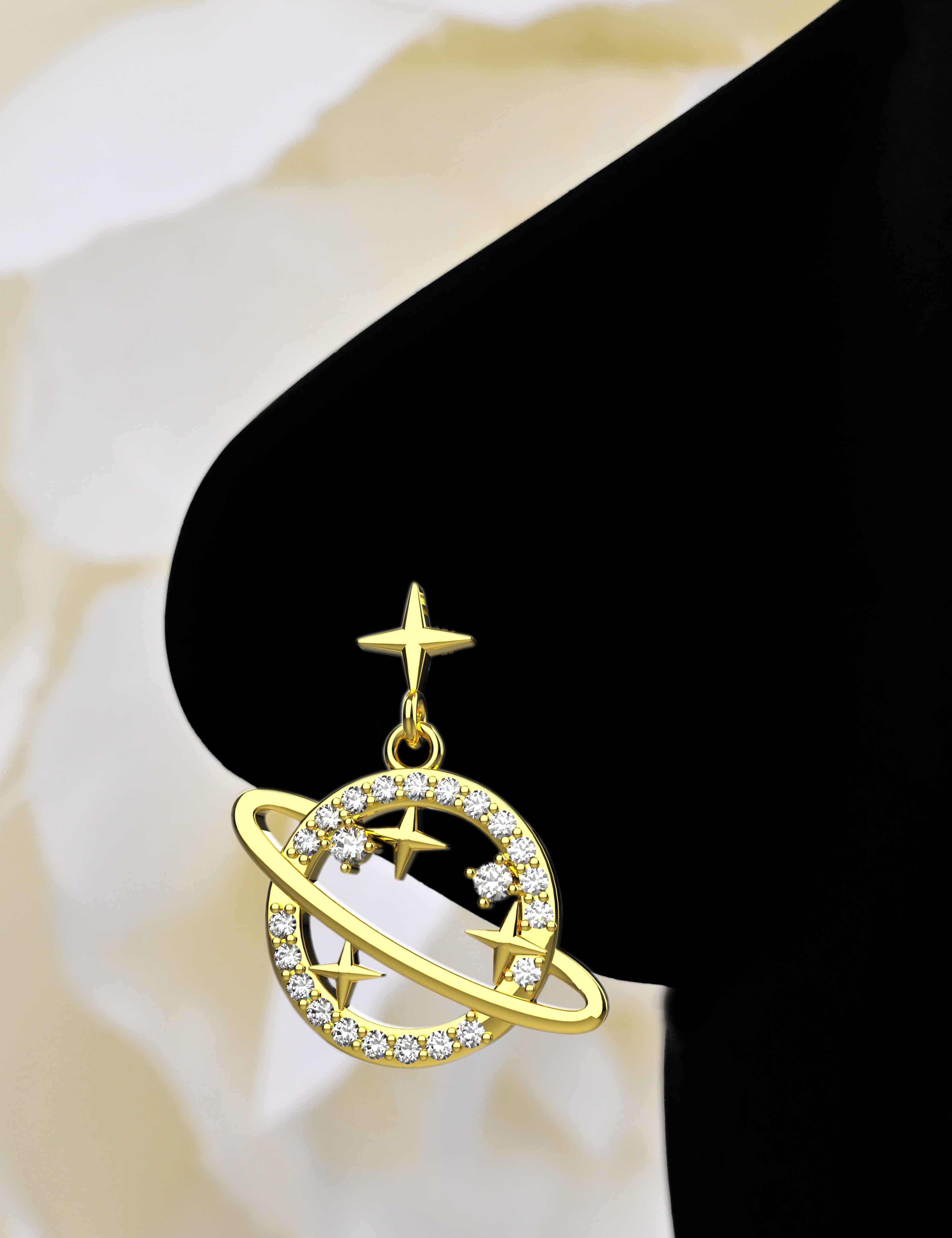 Gold-Filled Wire Nose Pin in Unique Galaxy Style