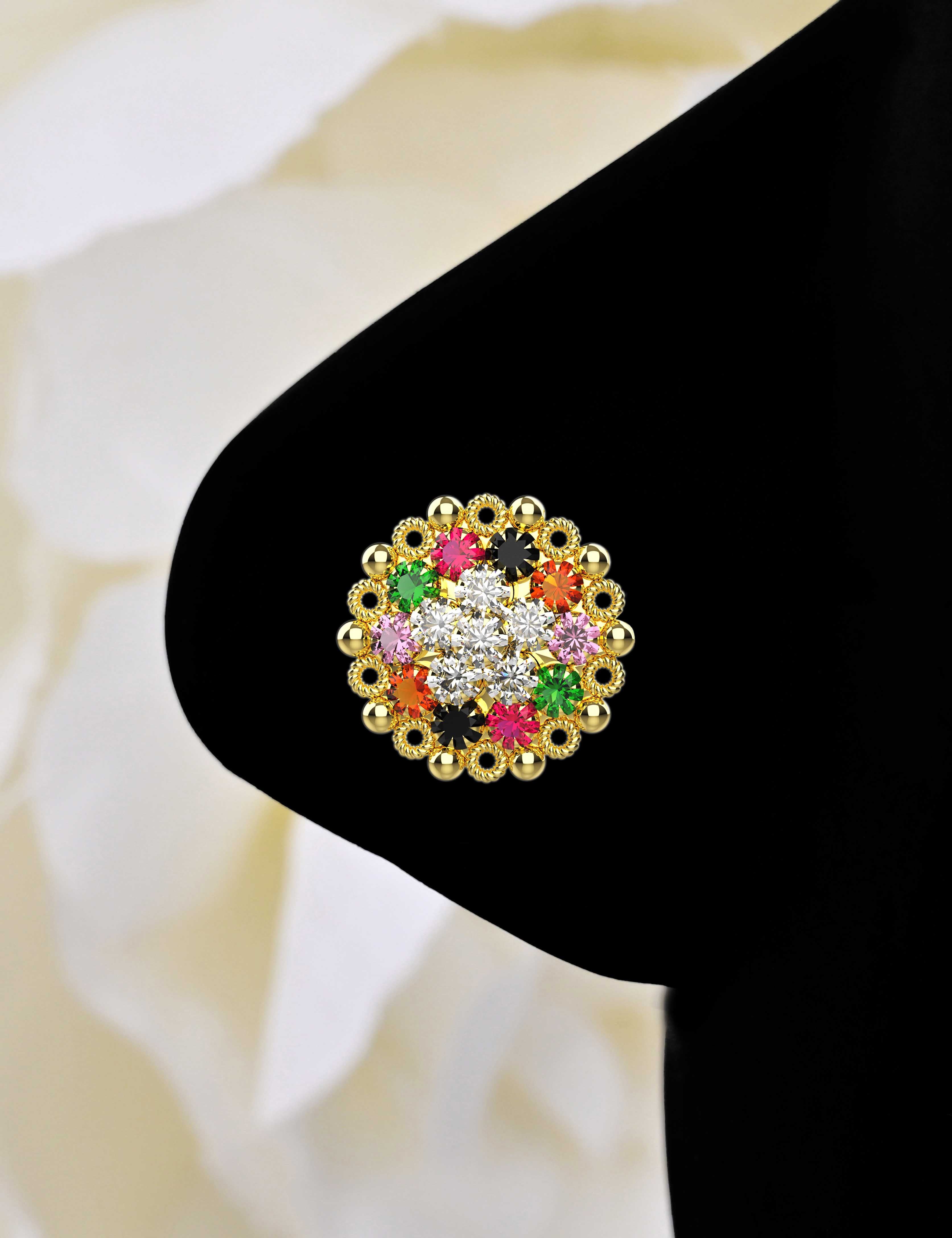 Multicolor Nose Pin Studs | Indian Ethnic Nose Jewellery