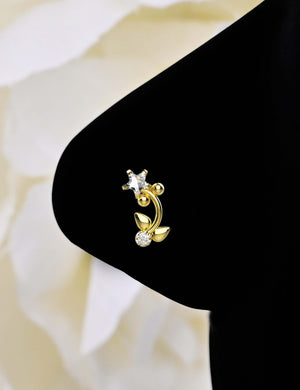 Floral Gold Nose Pin