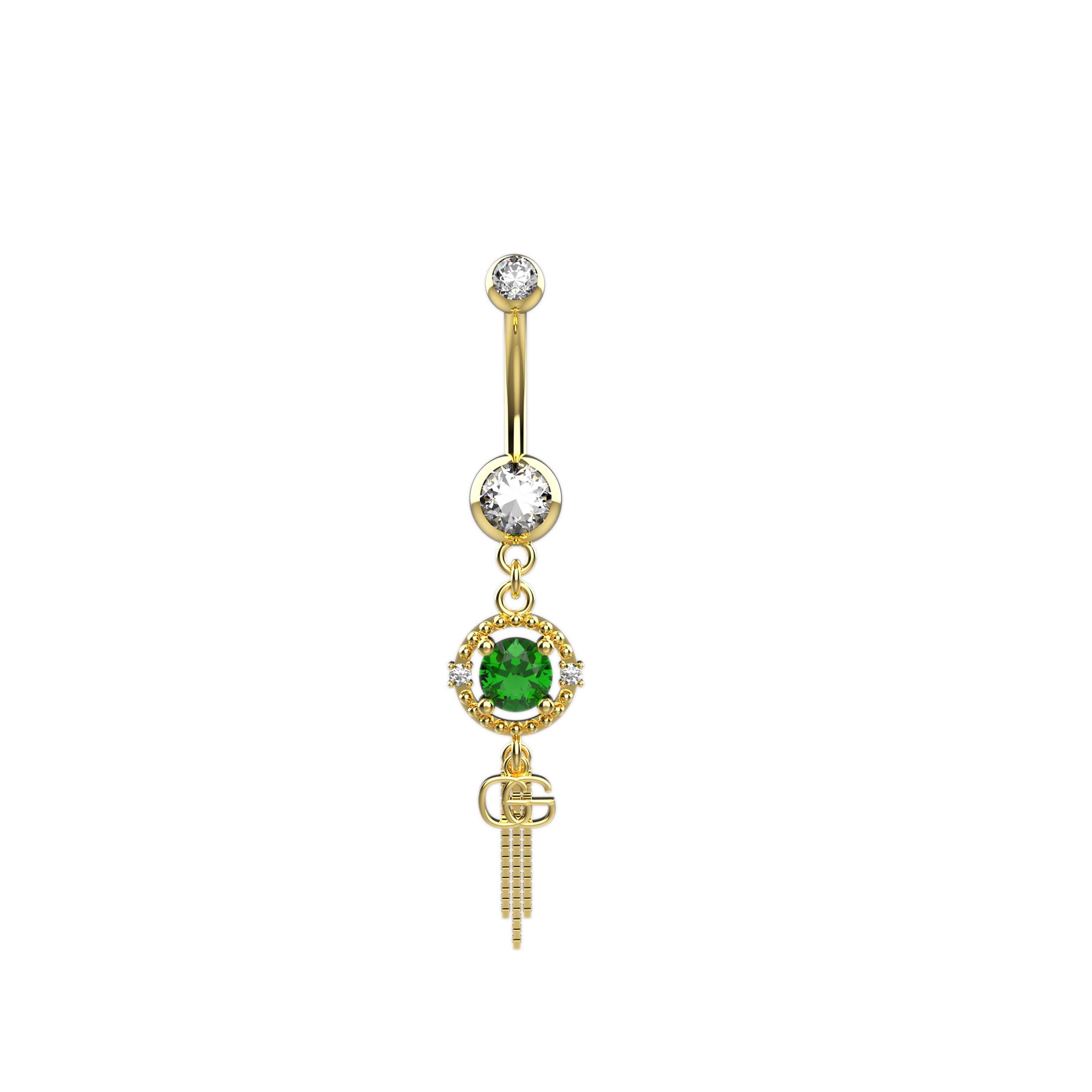gold belly ring with sterling silver charm and stainless steel banana bar
