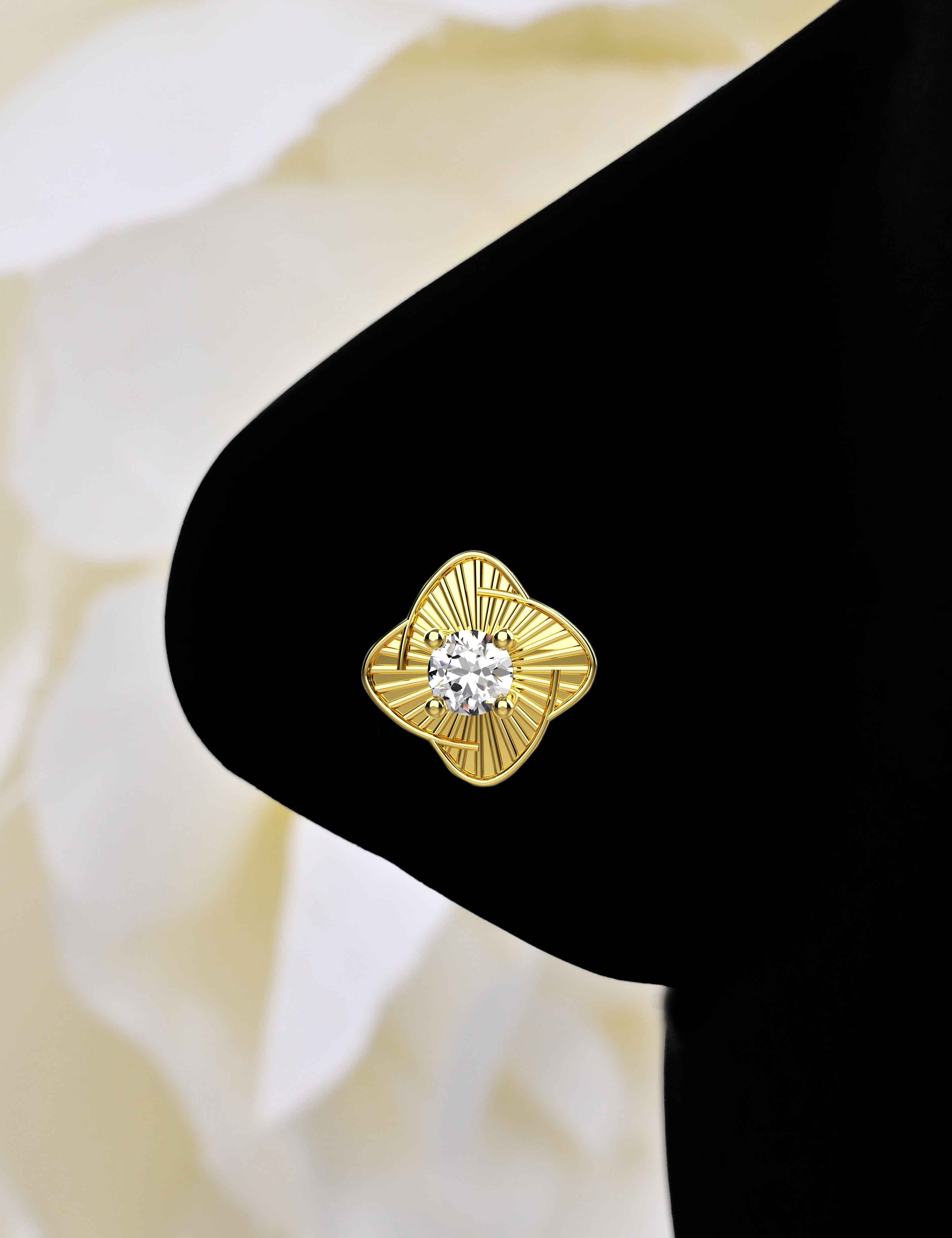 Gold Nose Stud | Fancy Nose Pins | Stylish Pierced Jewelry