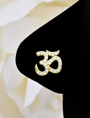 Silver Om Nose Pin for Women