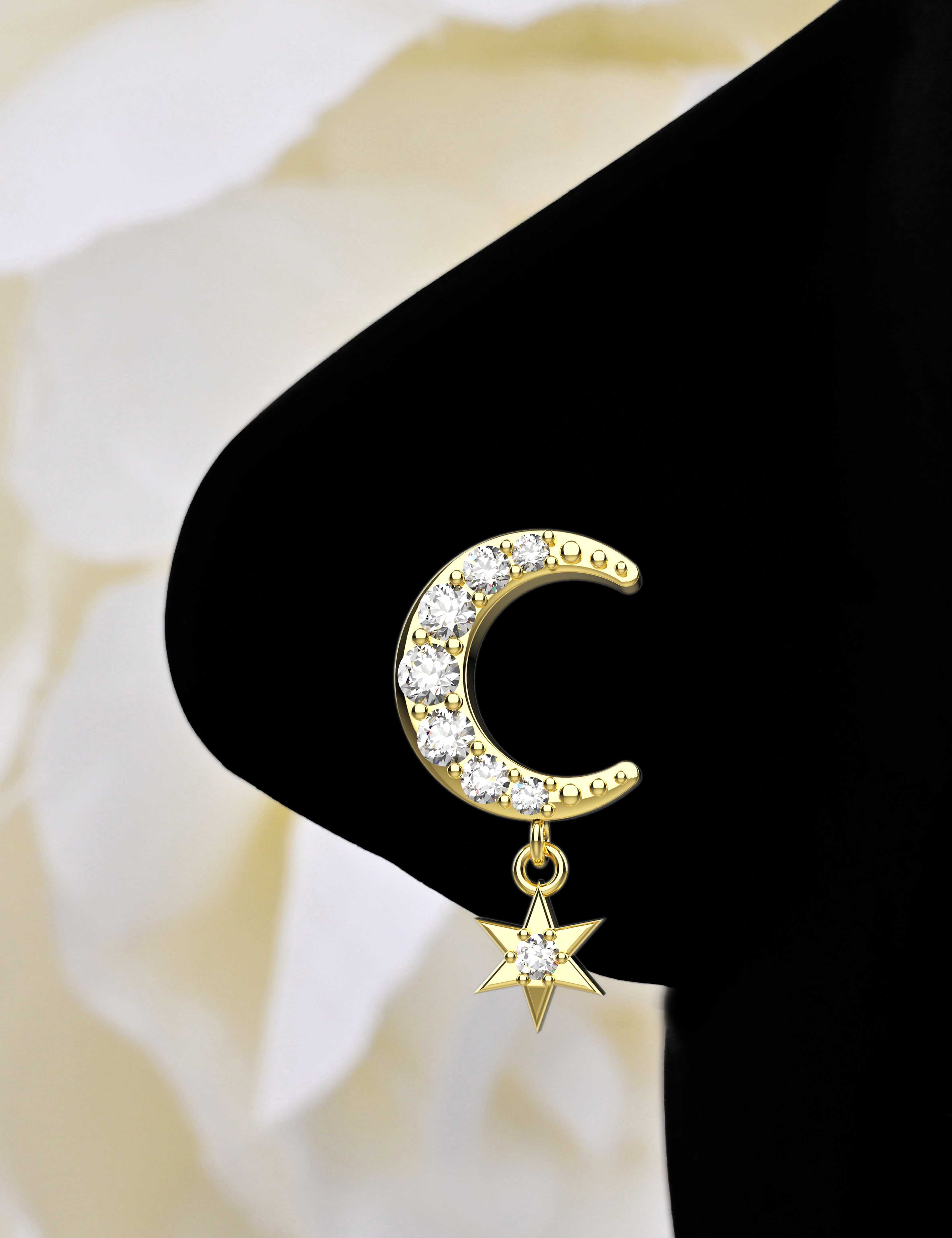 Gold Moon Nose Ring
