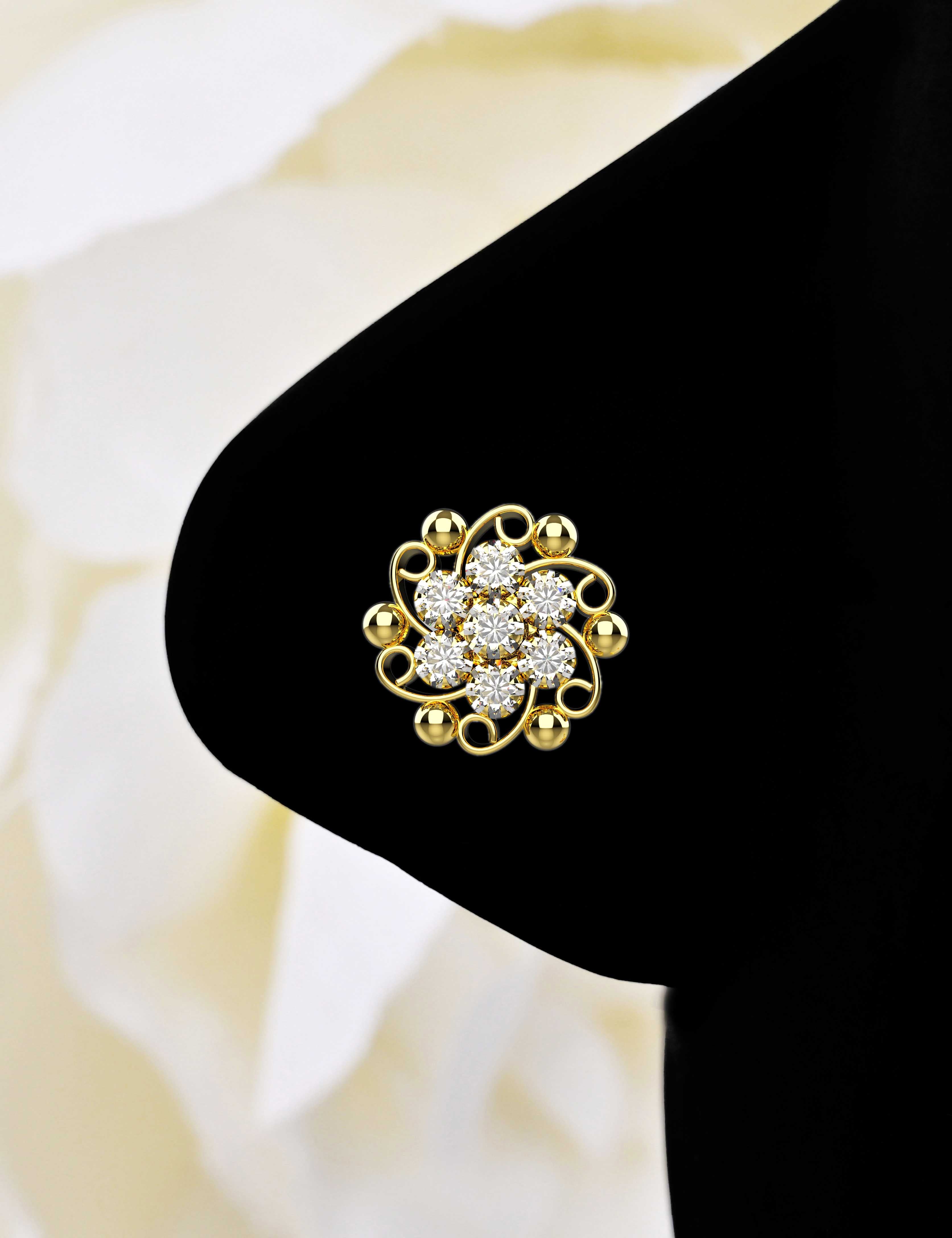 Gold Flower Design Nose Pin