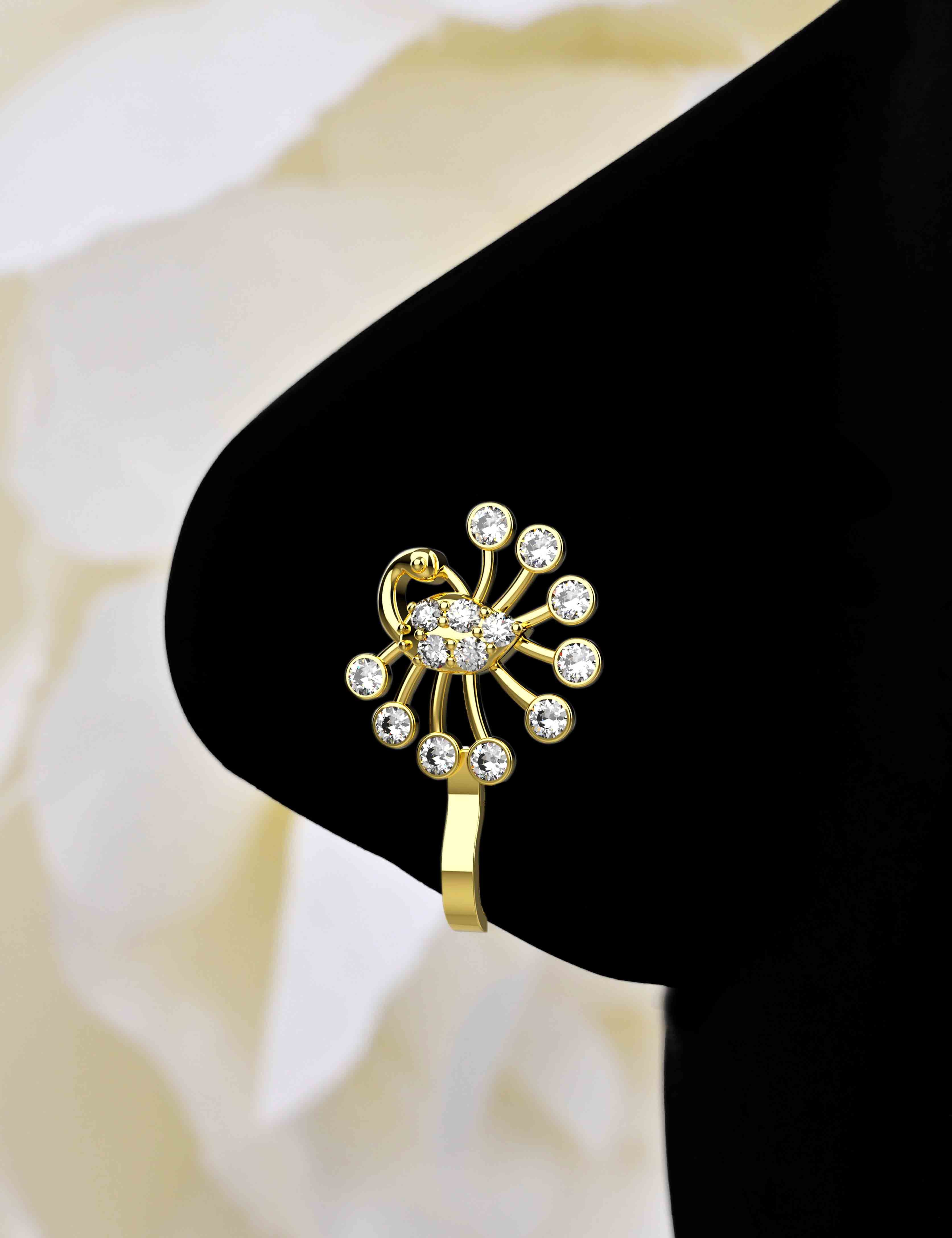 Designer Peacock Nose Pins