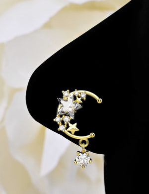 Moon and Star Nose Stud