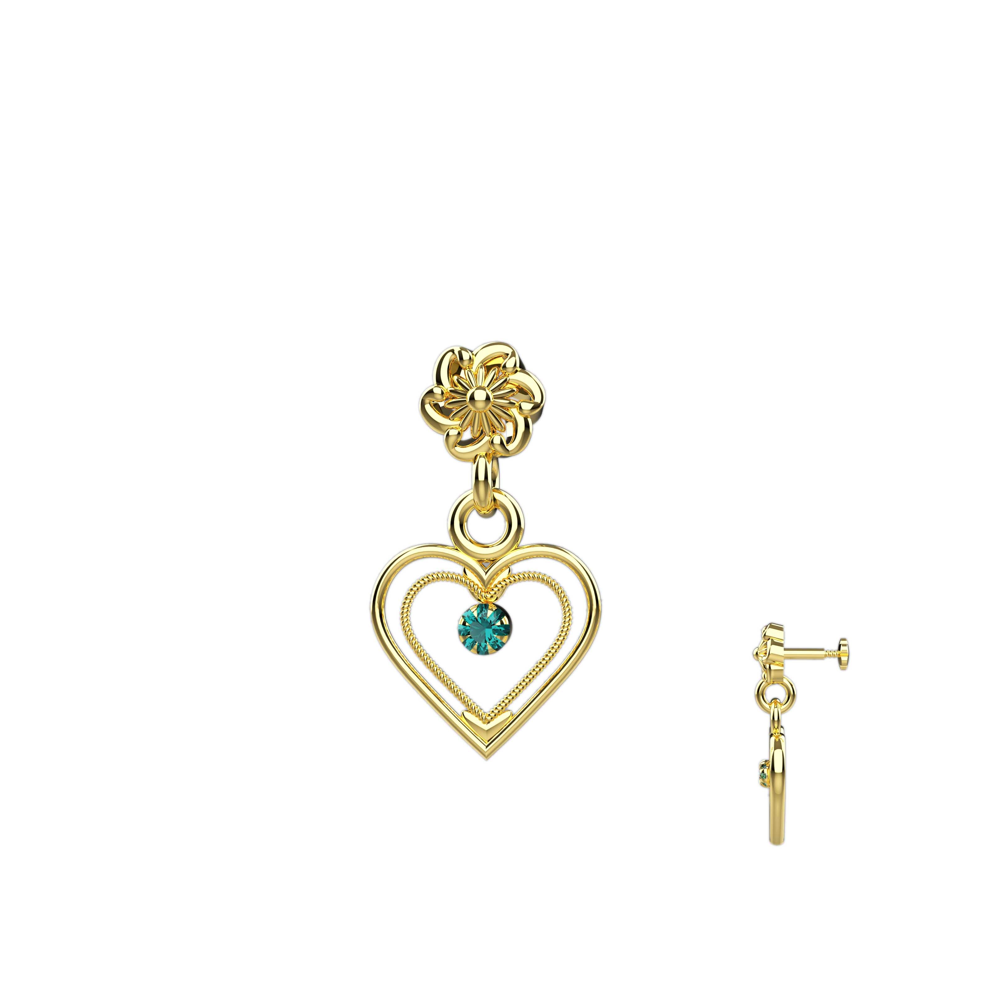 Customized Nose Pins - Hanging Double Heart Nose Ring