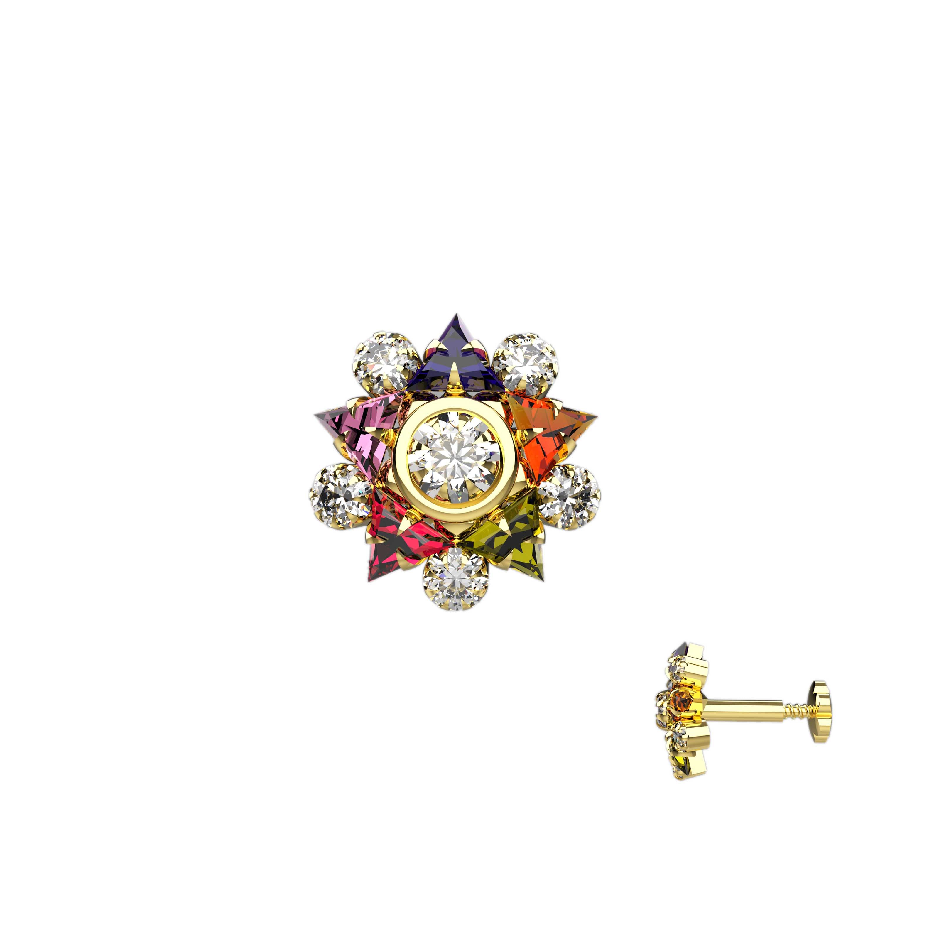 Rainbow Colour Nose Pins