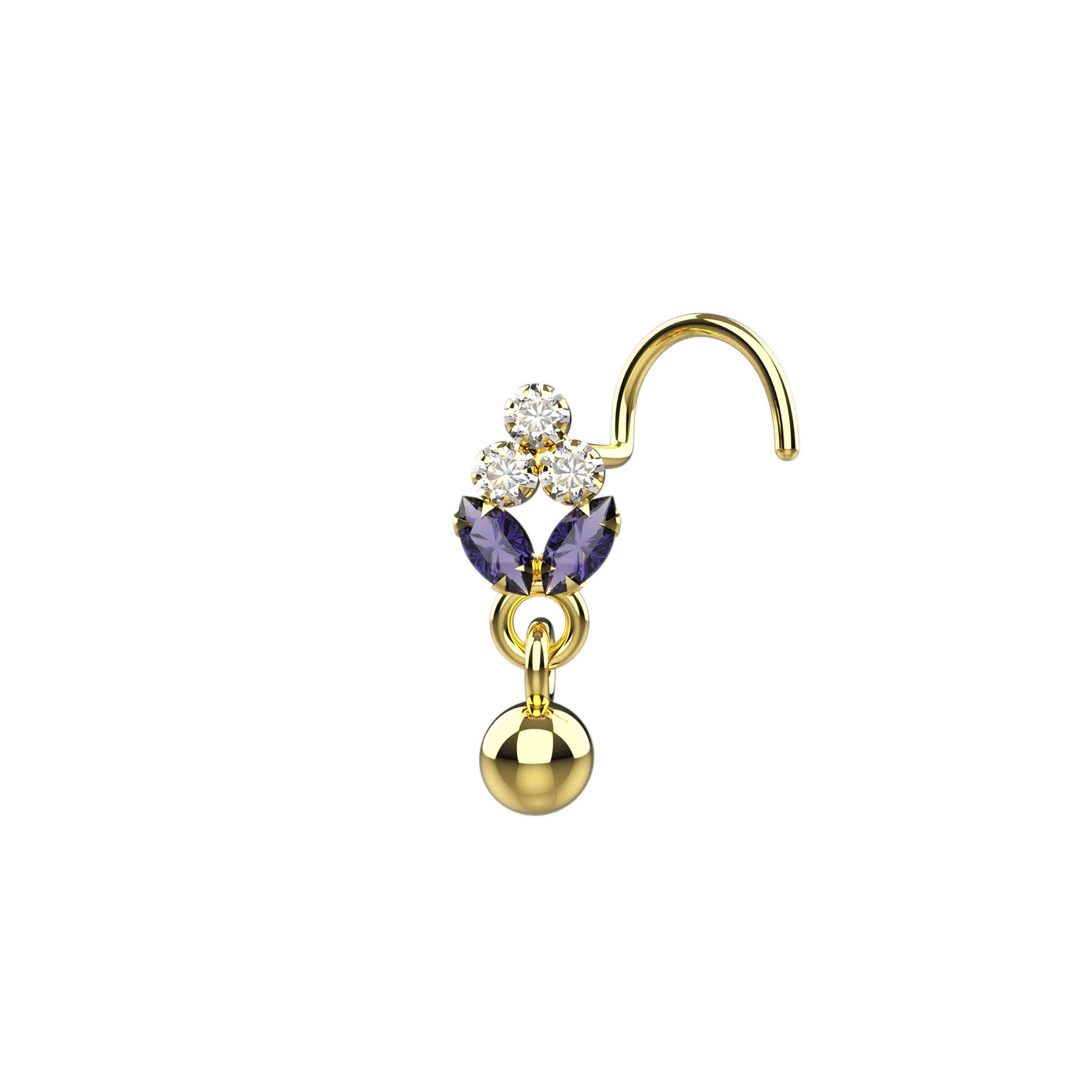 Ethnic Style Hanging Ball Nose Pin | Gold Jewelry for Women