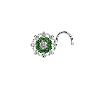 Silver Green Stone Nose Jewellery