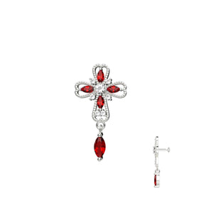 Cross Design Nose Pin Silver