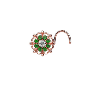 Rose Gold Emerald Nose Rings