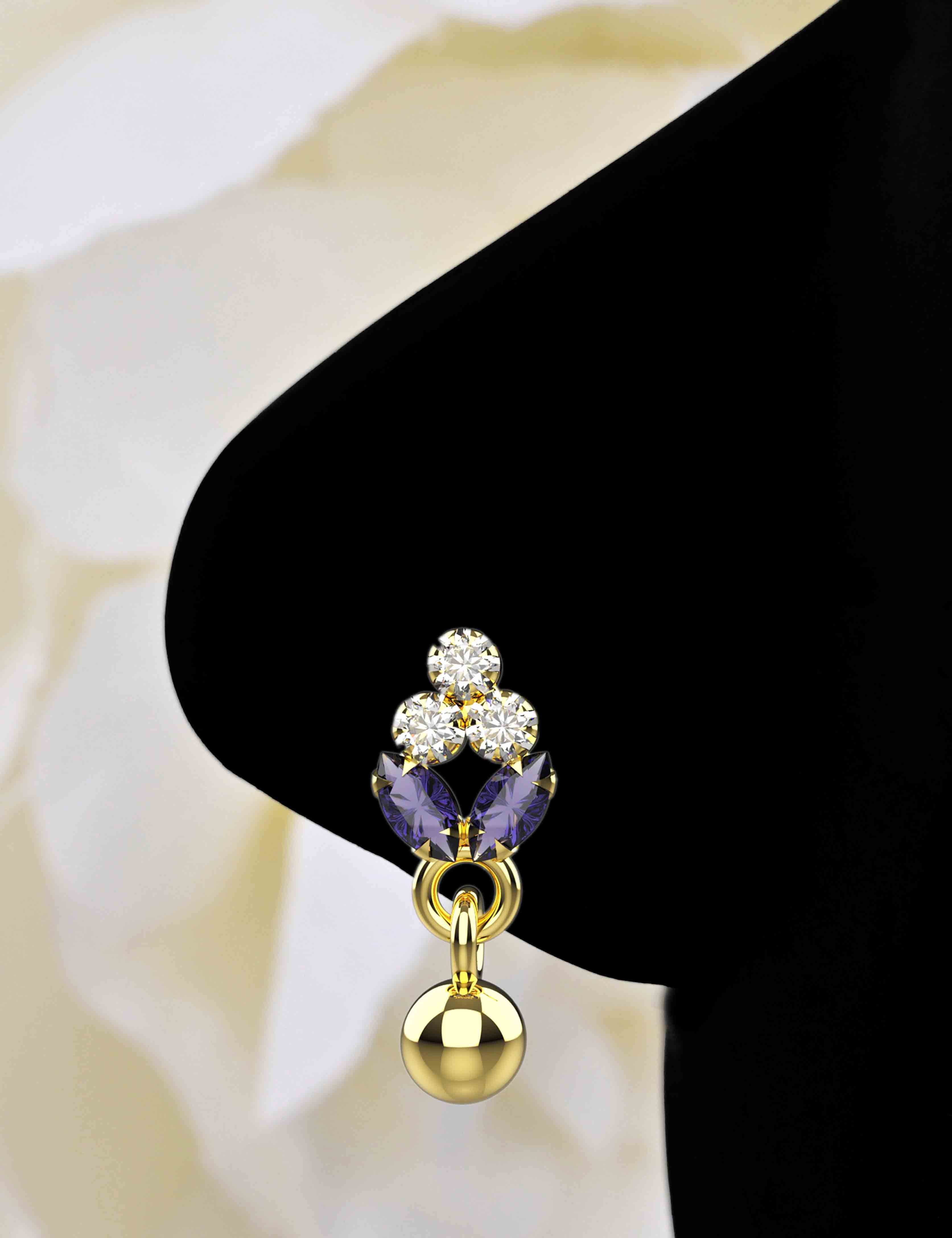 Ethnic Style Hanging Ball Nose Pin | Gold Jewelry for Women