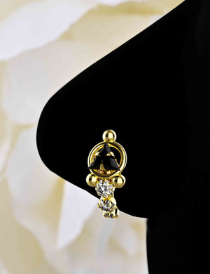 Black Onyx nose pin for women