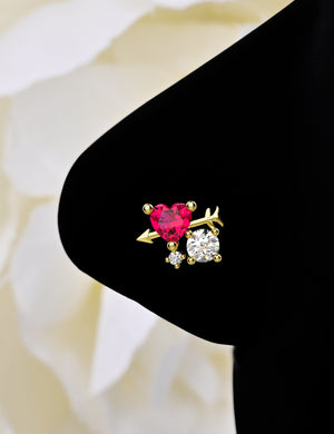 Diamond Heart Nose Stud