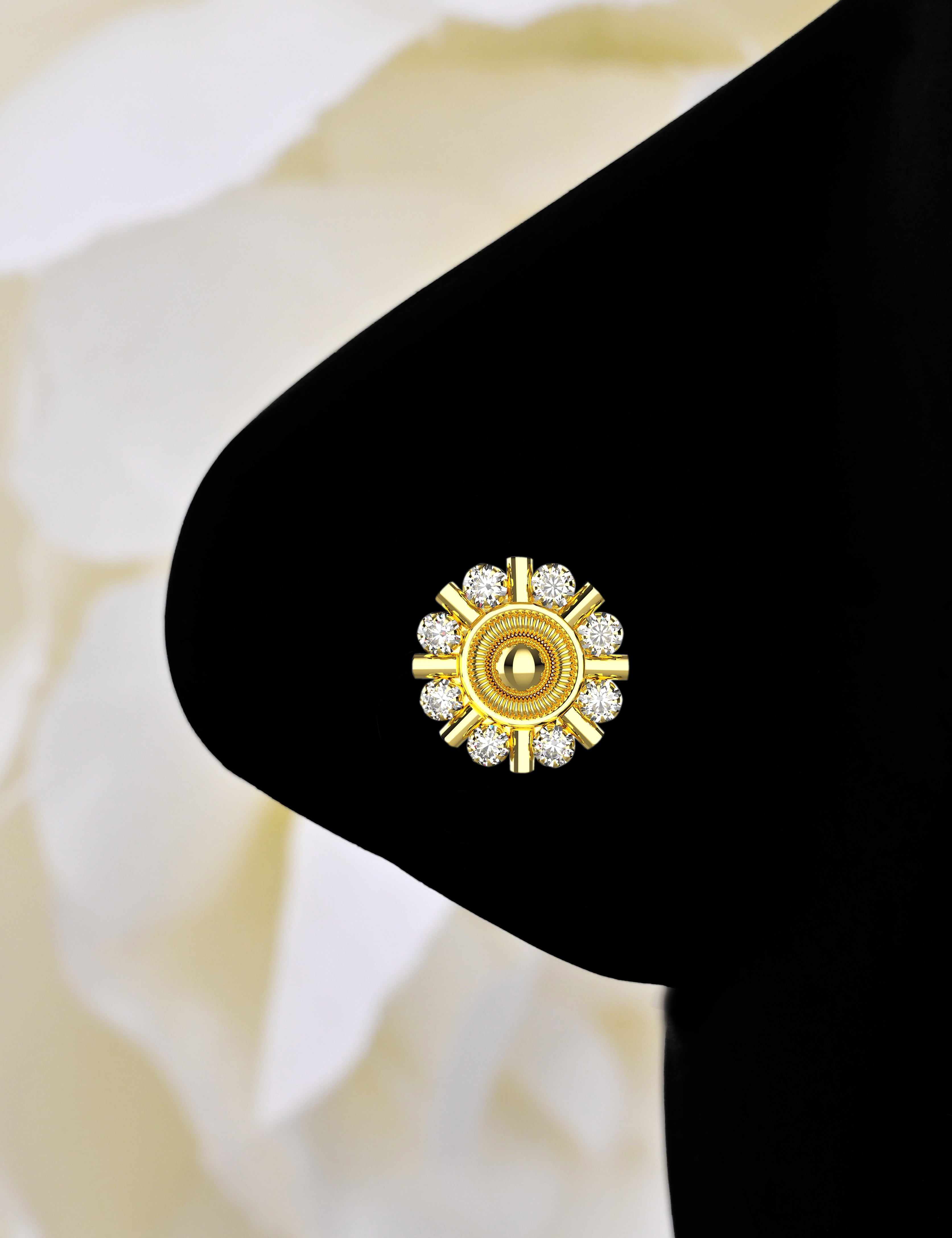 nose pin with sparkling diamond