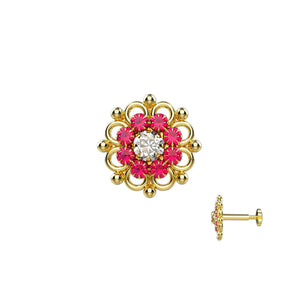 18k Gold Diamond Nose Pin