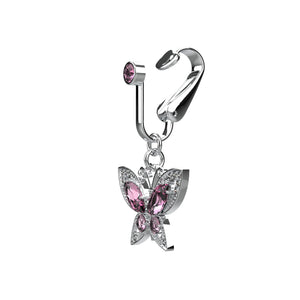 Butterfly-shaped belly button navel piercing