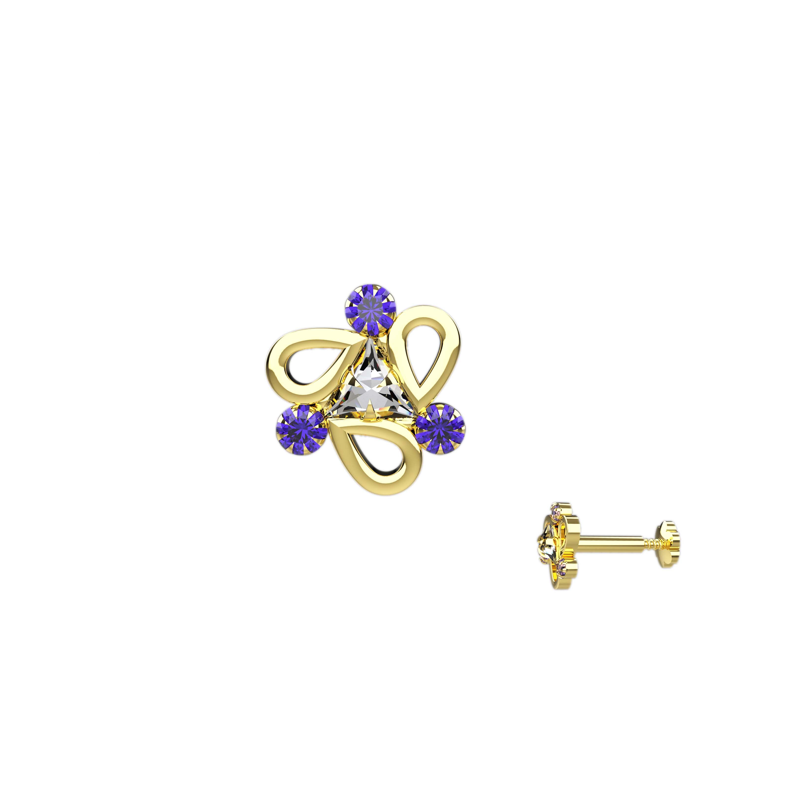 Blue Stone Designer Nose Pins India