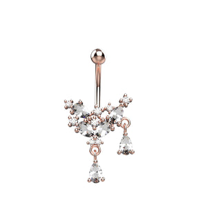 Shimmering belly button jewelry