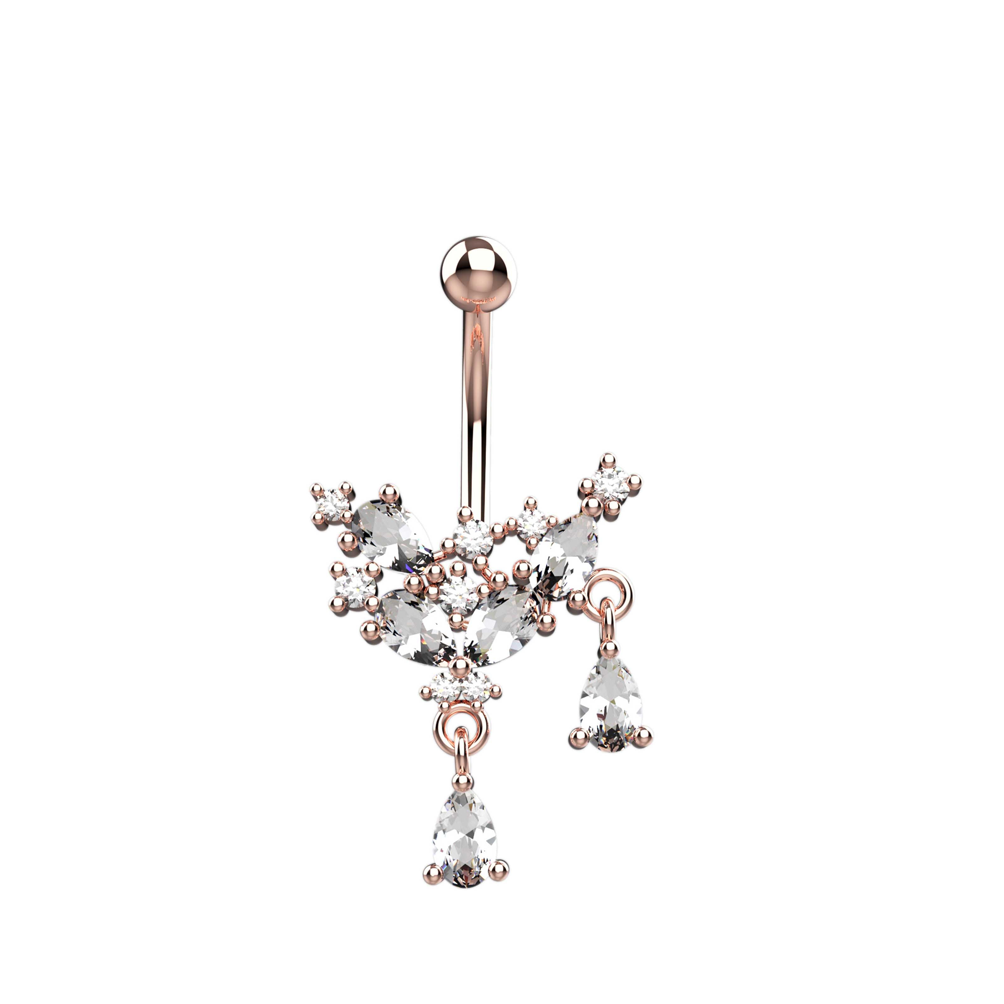 Shimmering belly button jewelry