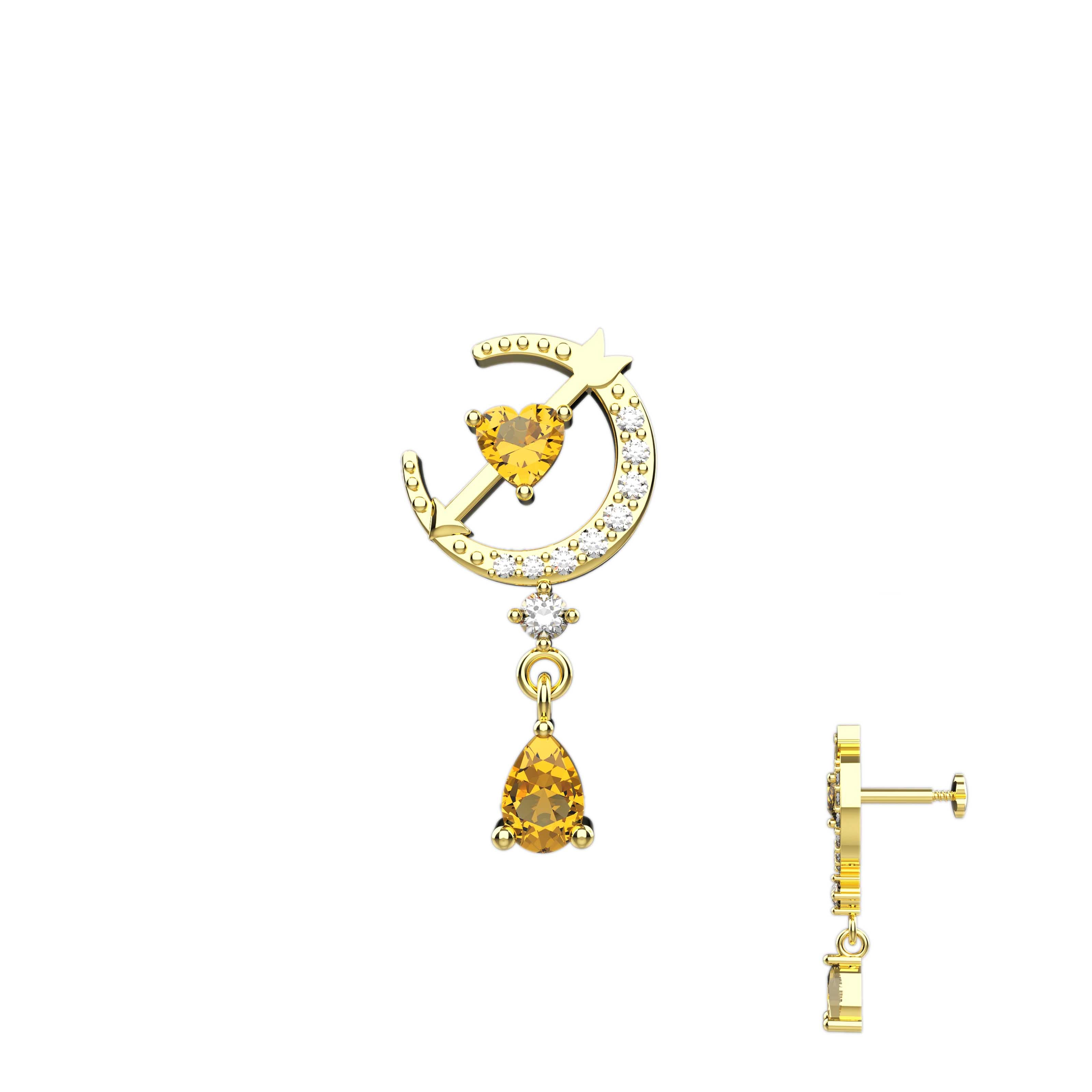 Crescent Moon Nose Pin Design