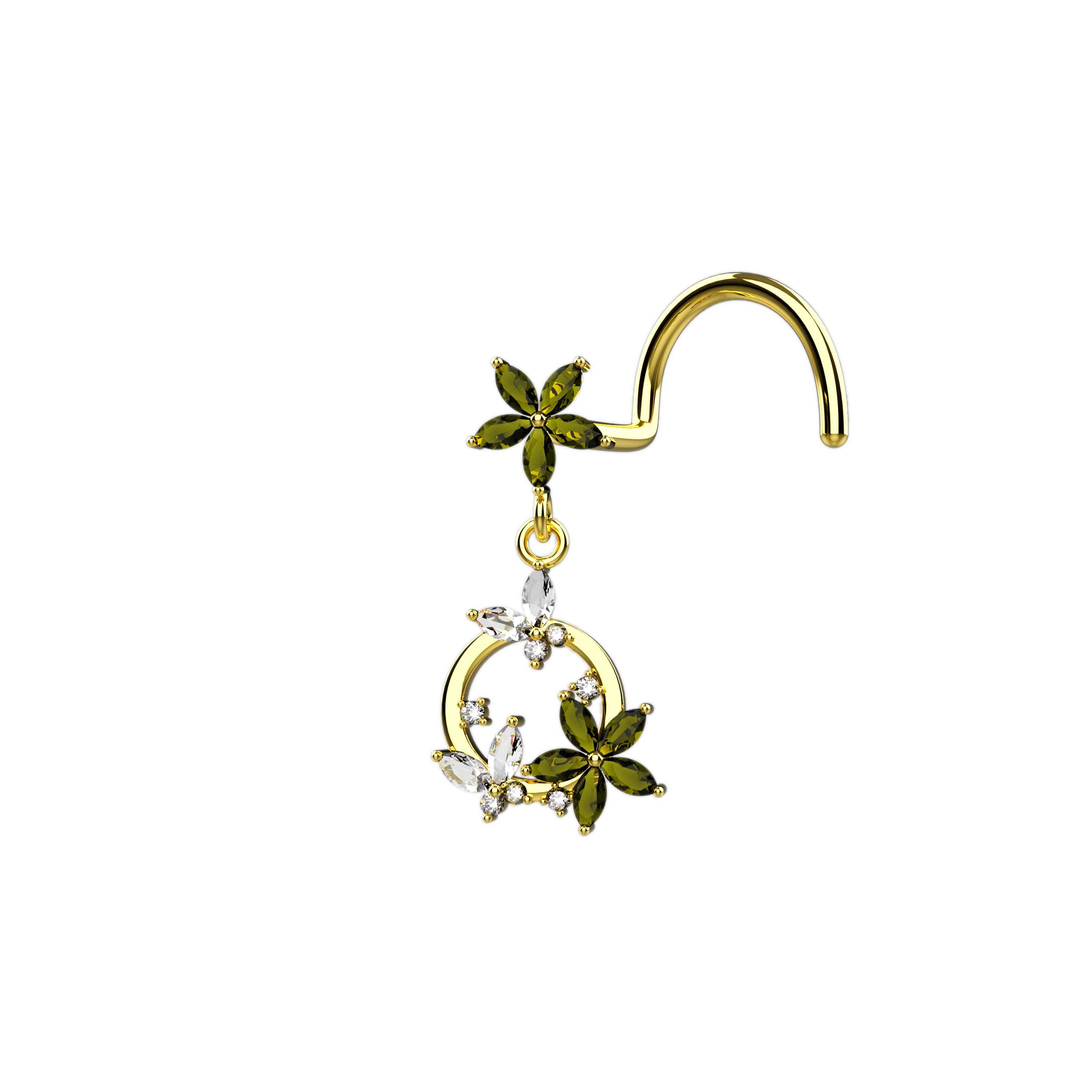 Gorgeous Gold Nose Rings | Butterfly Dangles Nose Jewelry