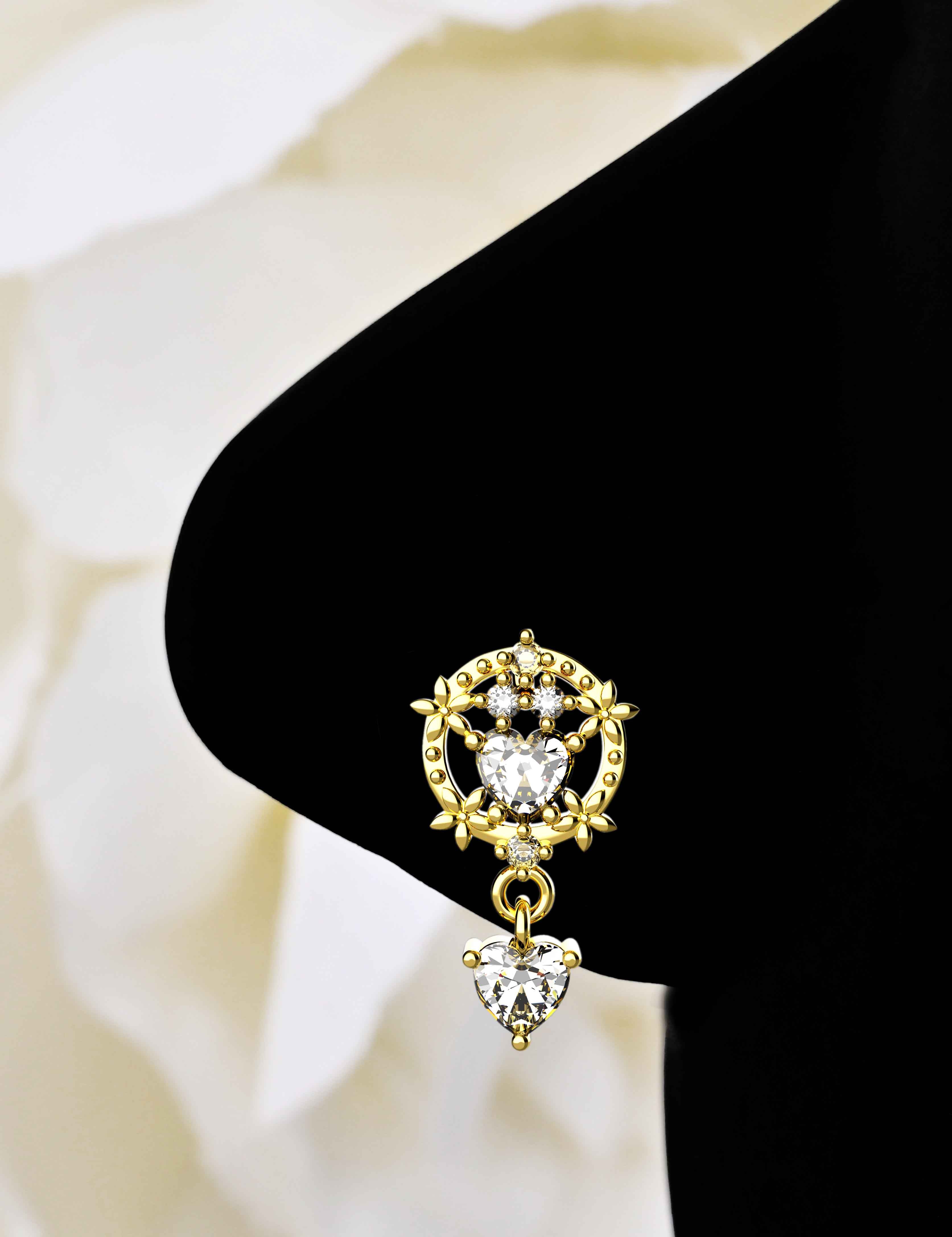 Double heart nose pins